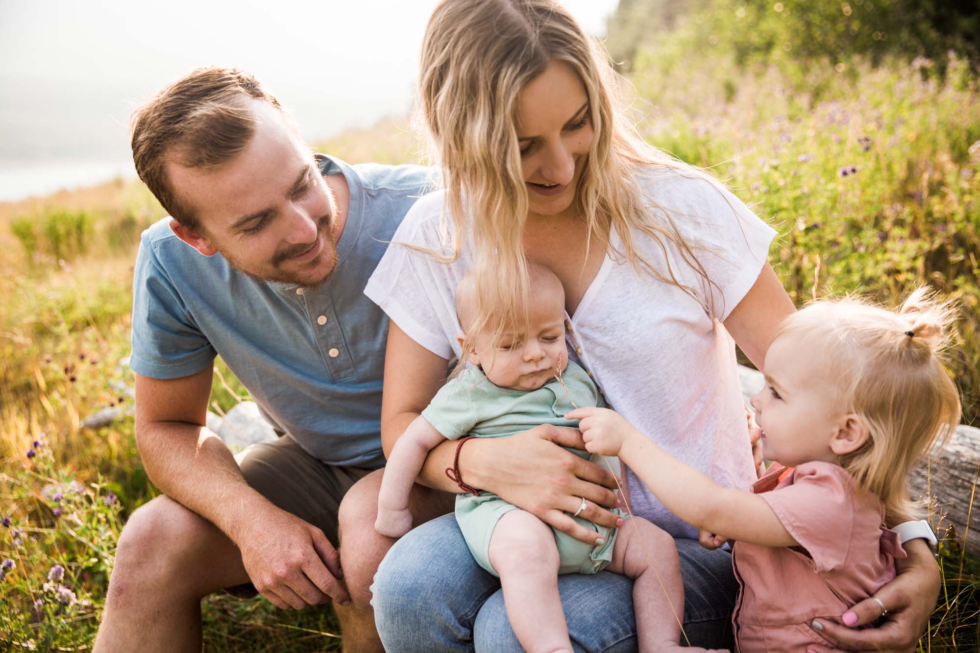 Calgary and Kananaskis Country mountains family photographer, a family photo surrounded by mountains