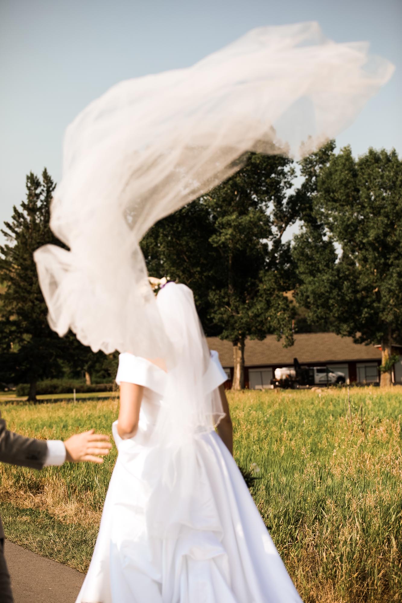 Calgary wedding photographer, portrait of the bride and groom at Fish Creek Park