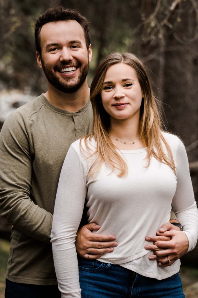 Calgary wedding and engagement photographer, couple in the mountains for adventure engement photos in Kananaskis Country