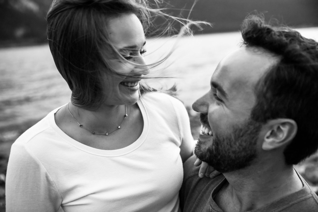 Calgary wedding and engagement photographer, couple in the mountains for adventure engement photos in Kananaskis Country