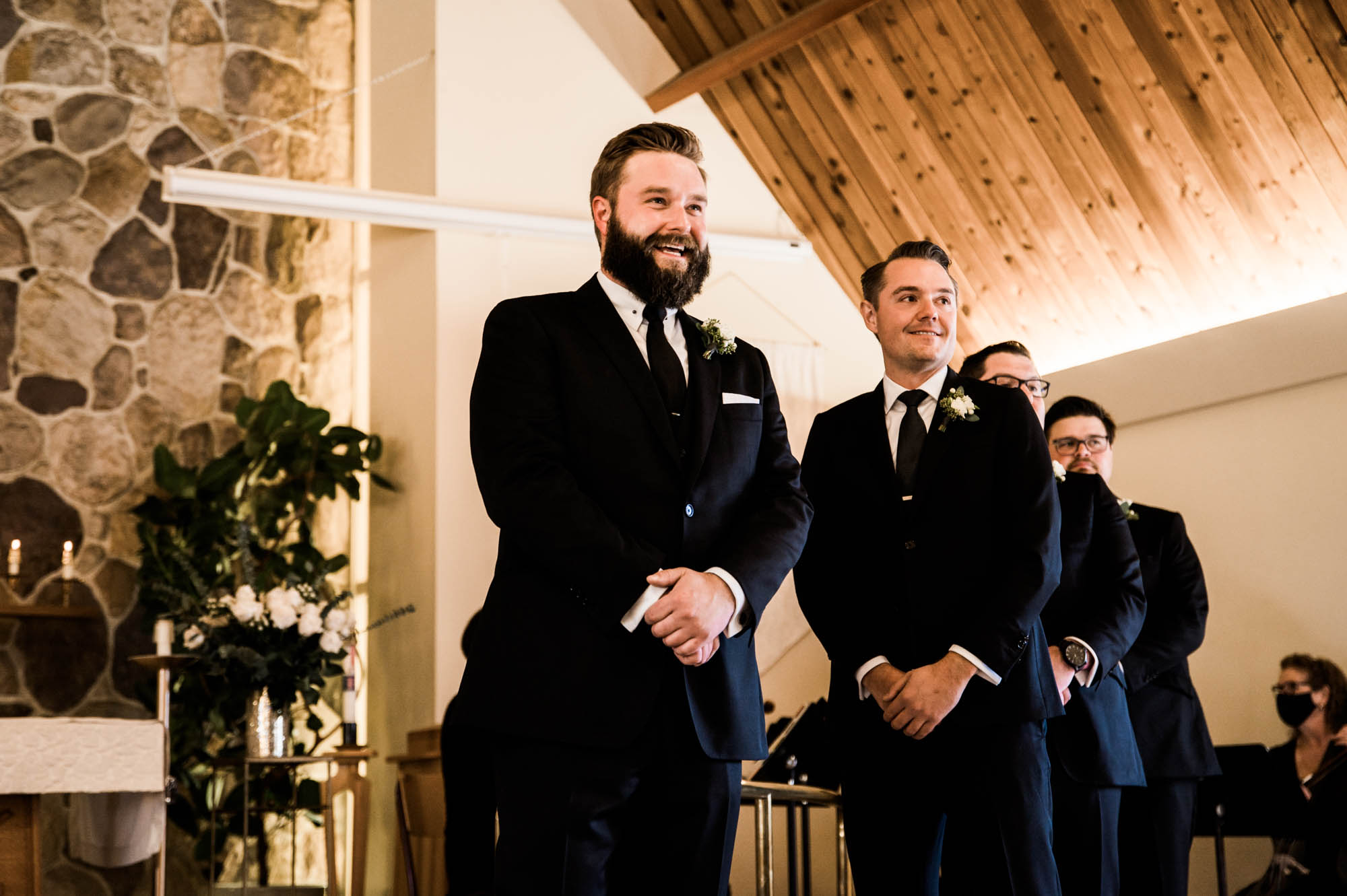 Calgary wedding photographer, bride and groom on their wedding day at a church in Calgary