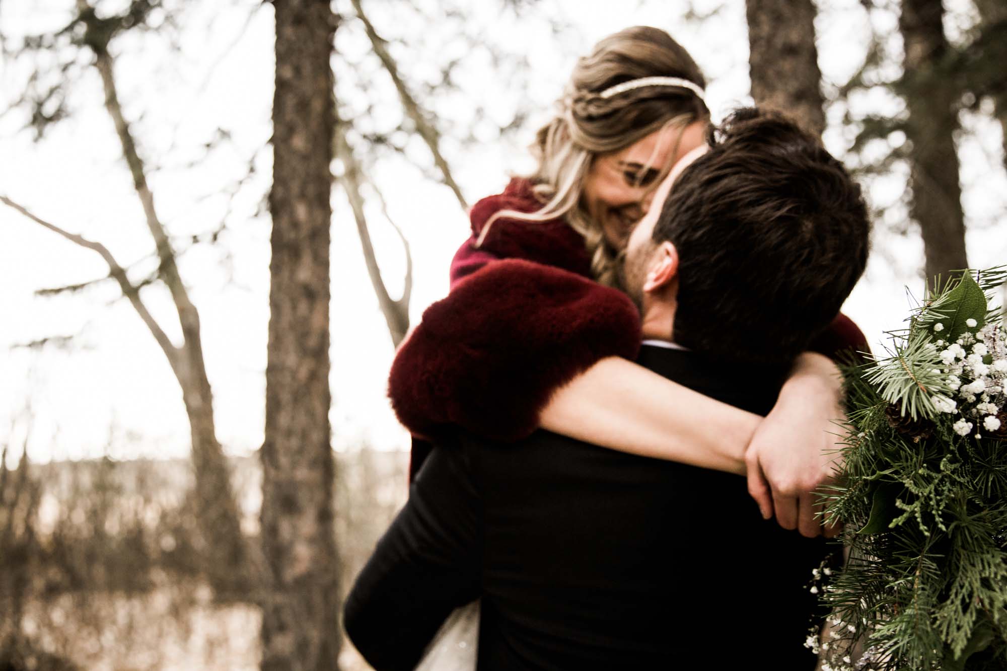 Alberta wedding photographer, wedding at the MVE The Heritage Centre in Cremona, bride and groom during their winter barn wedding