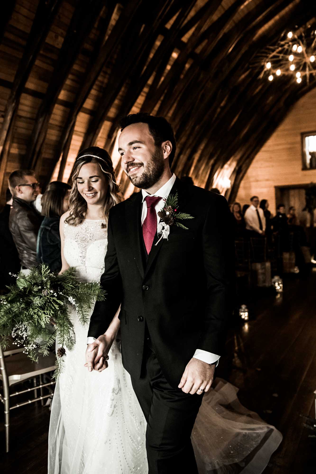 Alberta wedding photographer, wedding at the MVE The Heritage Centre in Cremona, bride and groom during their winter barn wedding