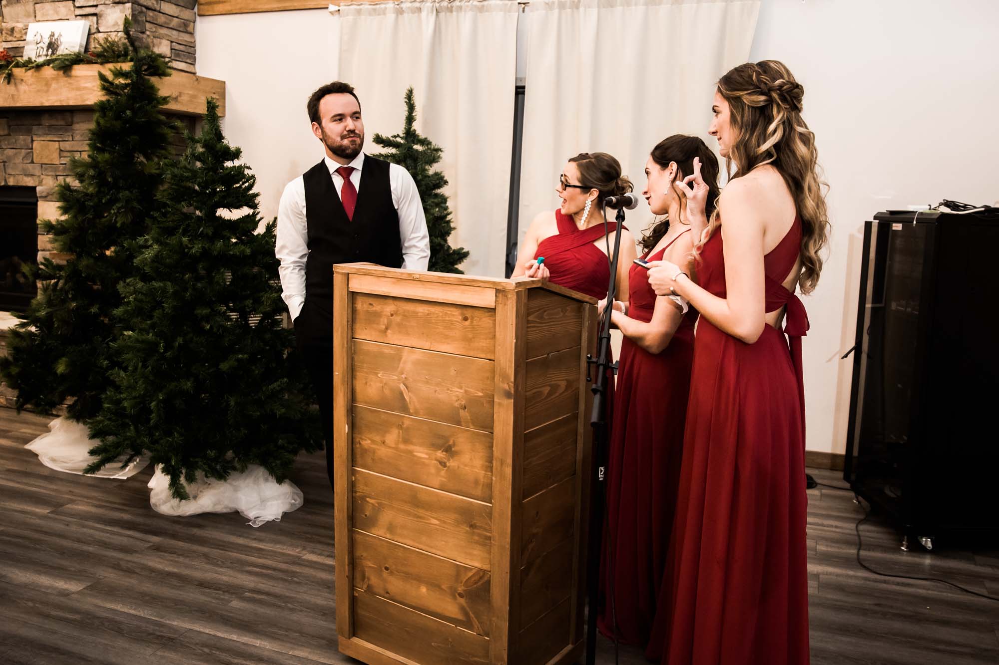 Alberta wedding photographer, wedding at the MVE The Heritage Centre in Cremona, bride and groom during their winter barn wedding