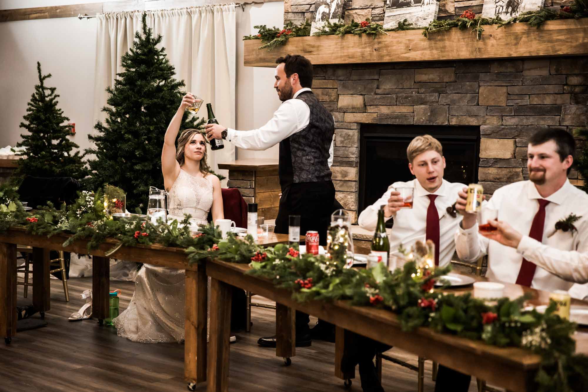 Alberta wedding photographer, wedding at the MVE The Heritage Centre in Cremona, bride and groom during their winter barn wedding