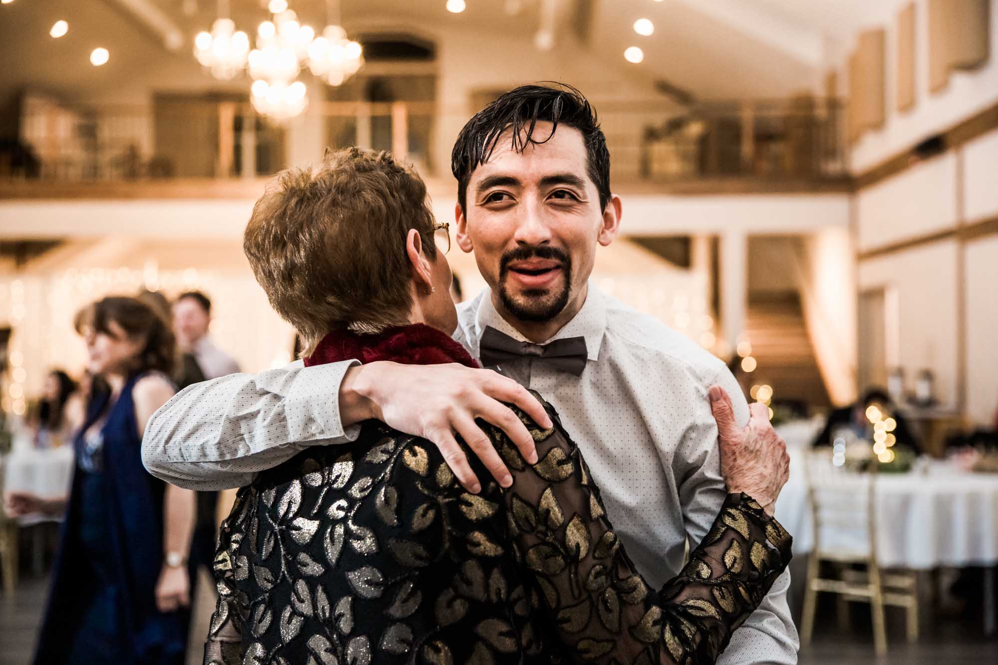 Alberta wedding photographer, wedding at the MVE The Heritage Centre in Cremona, bride and groom during their winter barn wedding