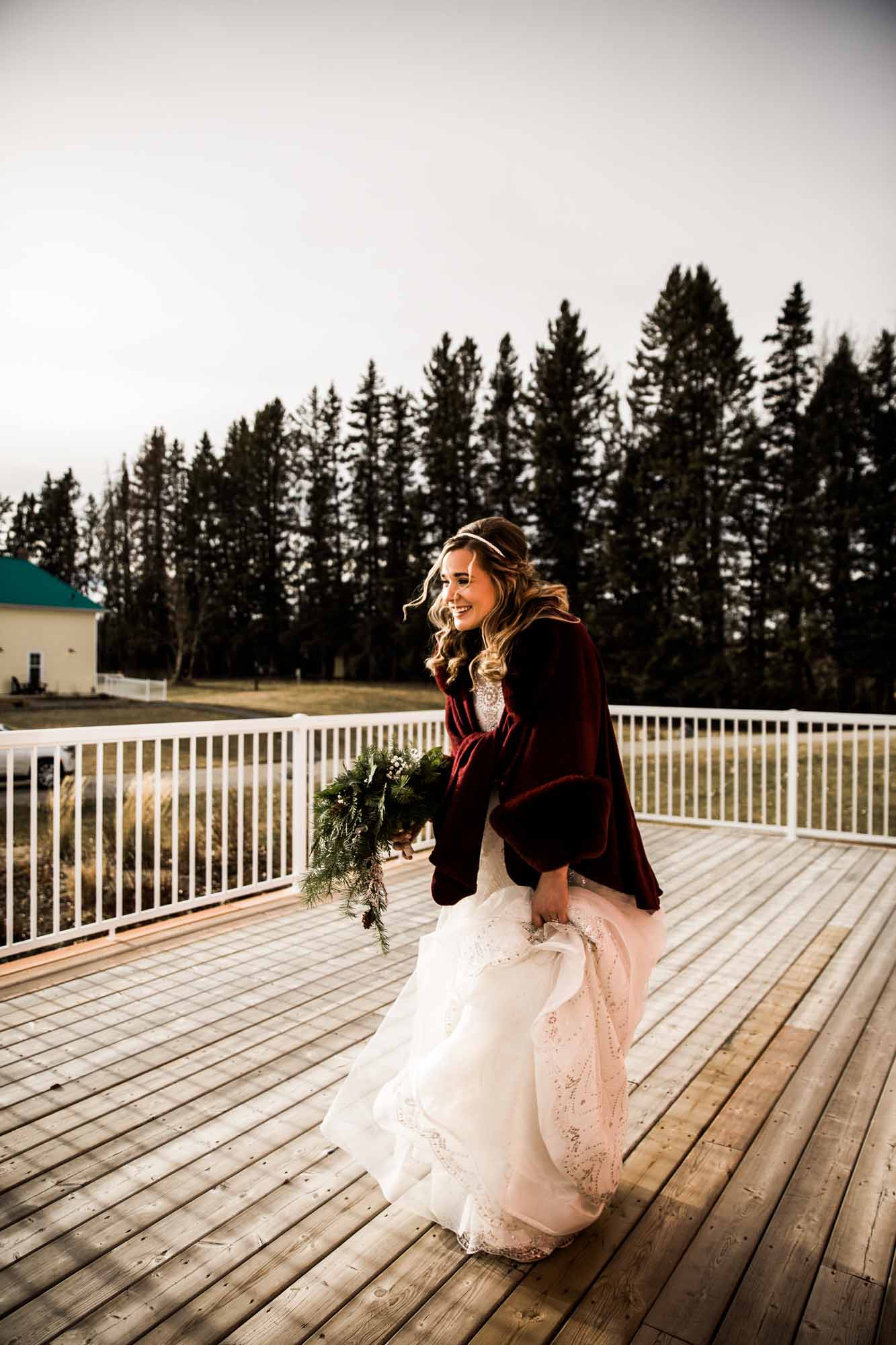 Alberta wedding photographer, wedding at the MVE The Heritage Centre in Cremona, bride and groom during their winter barn wedding