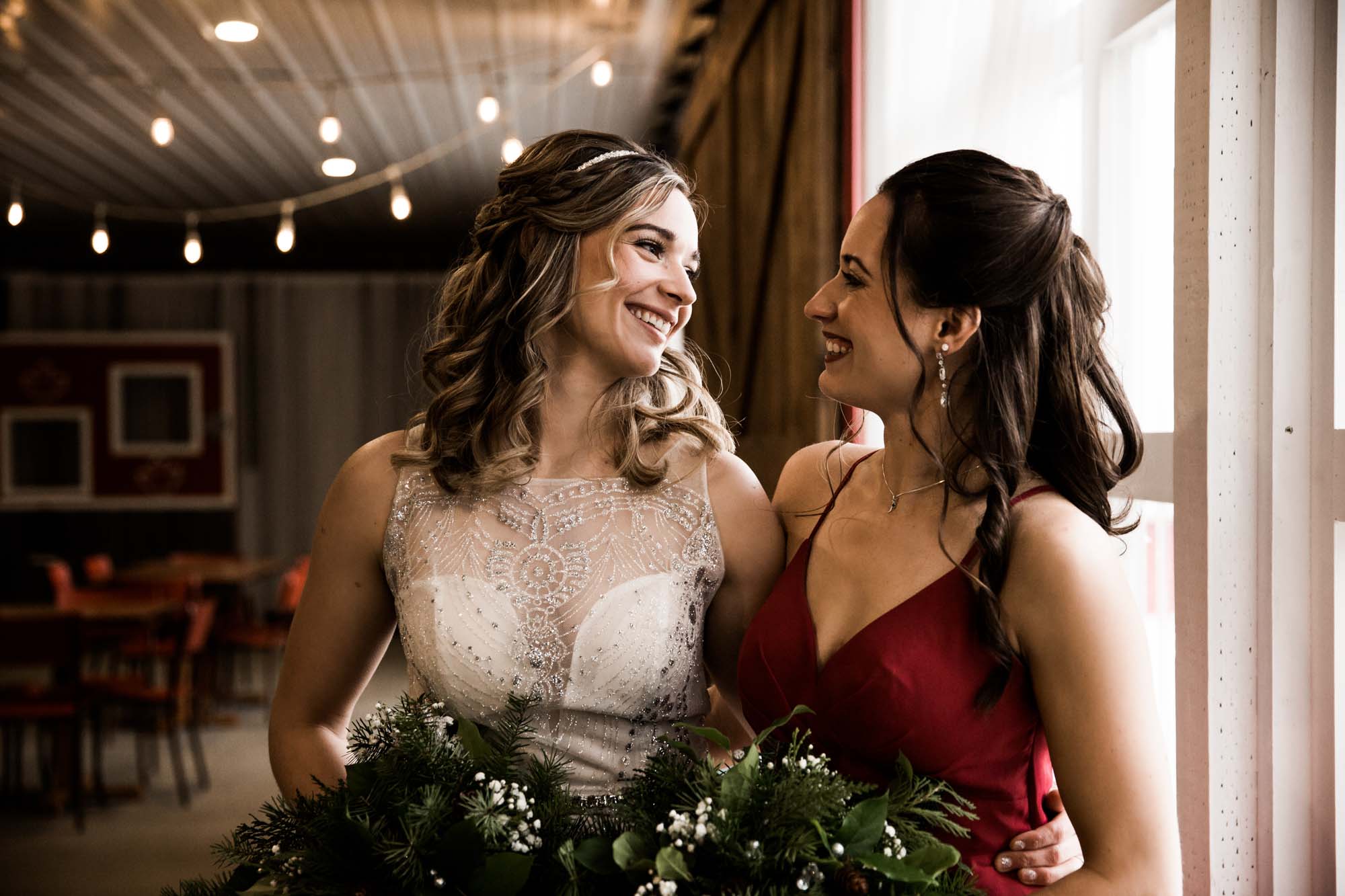 Alberta wedding photographer, wedding at the MVE The Heritage Centre in Cremona, bride and groom during their winter barn wedding