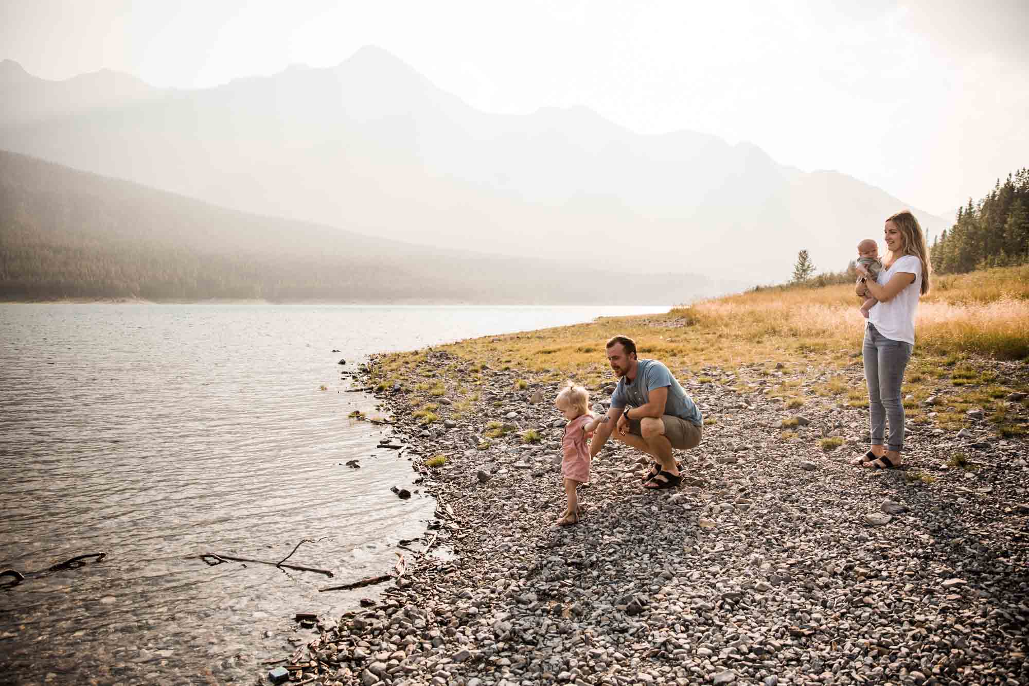 Calgary and Kananaskis Country mountains family photographer, a family photo surrounded by mountains