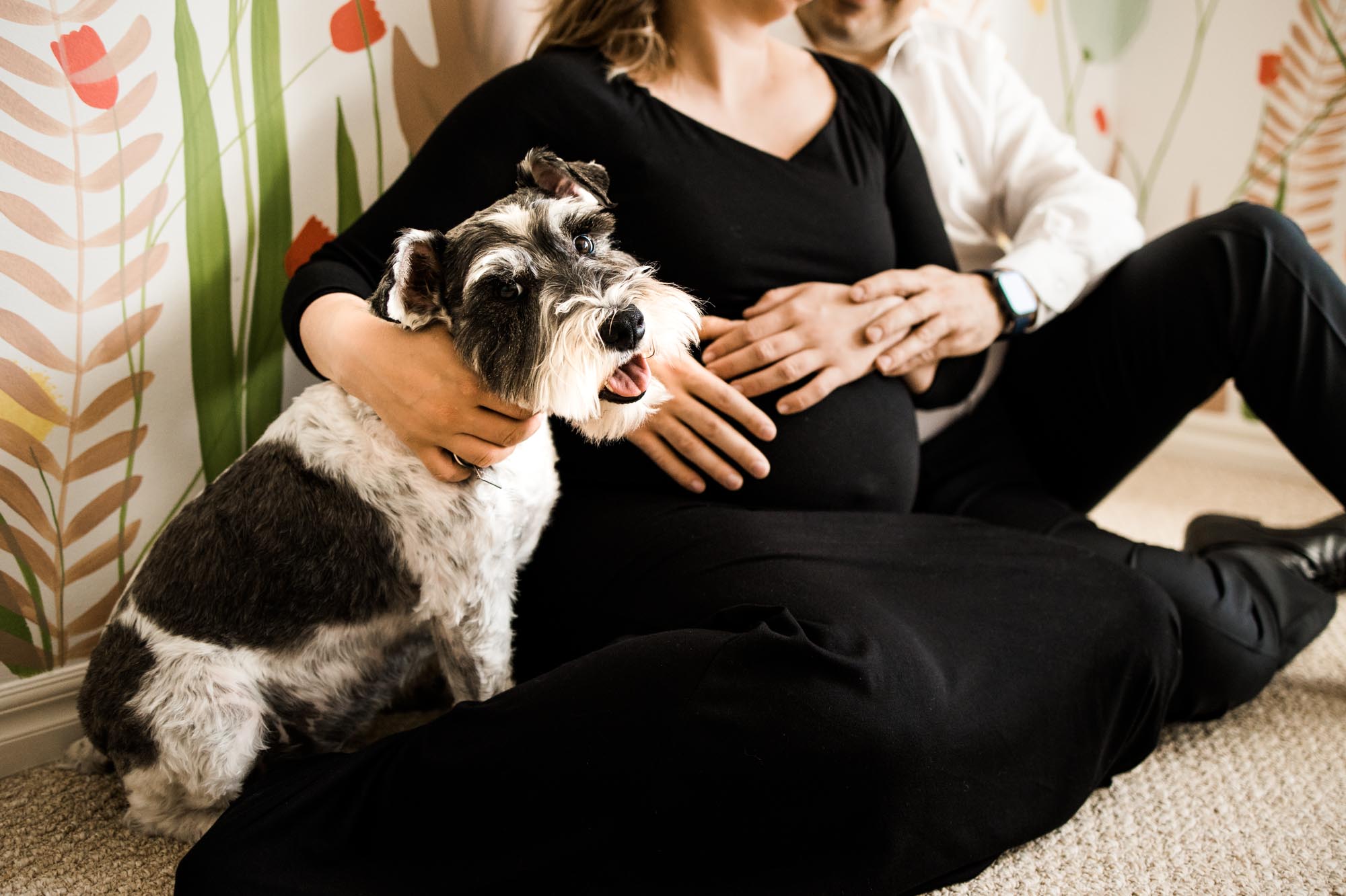 Calgary maternity and newborn photographer, mom with a beautiful pregnant belly in natural window light