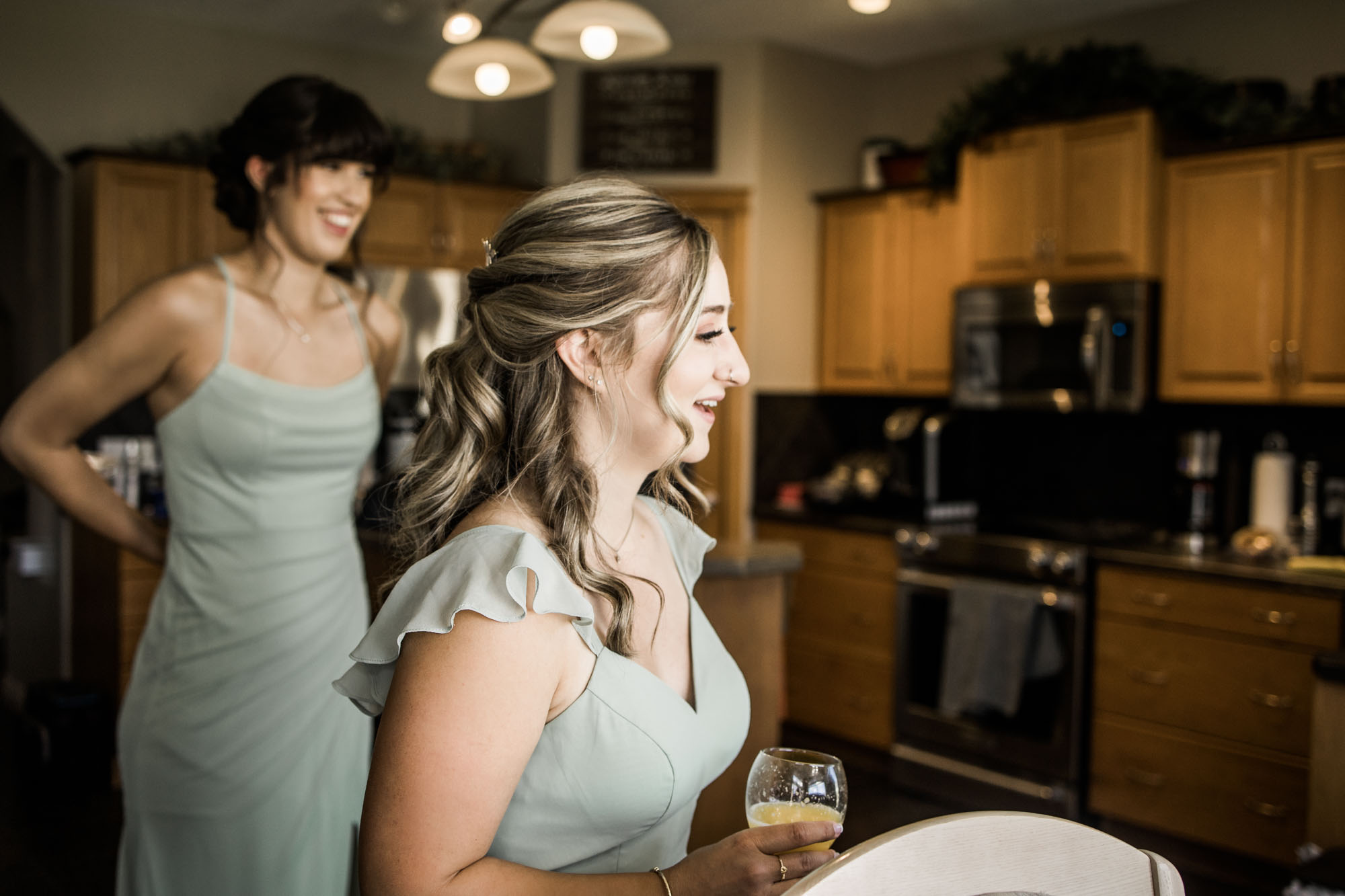 Calgary and Kananaskis Country wedding photographer, bride getting ready in her house in Calgary on her wedding day