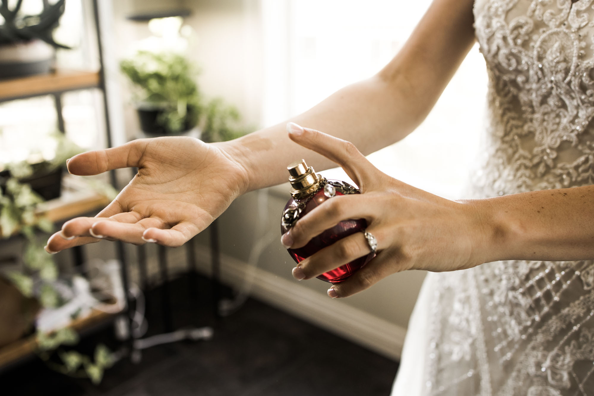 Calgary and Kananaskis Country wedding photographer, bride getting ready in her house in Calgary on her wedding day