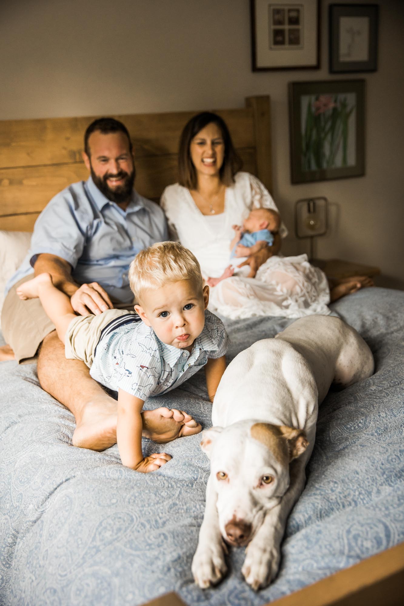 Calgary in-home lifestyle newborn photo of a newborn baby with family