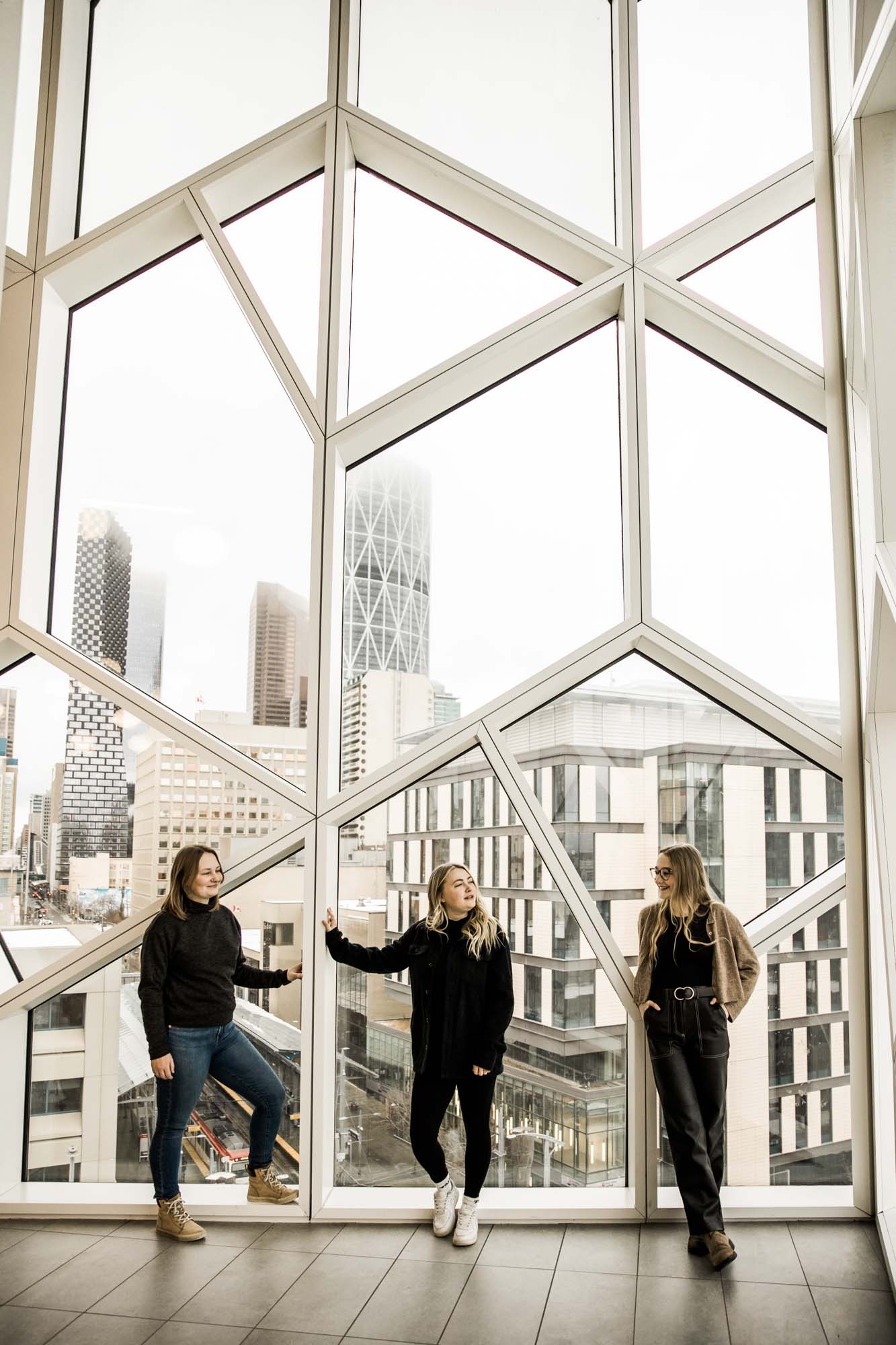 Calgary lifestyle photographer, family photos at the Calgary Central Library in the East Village downtown