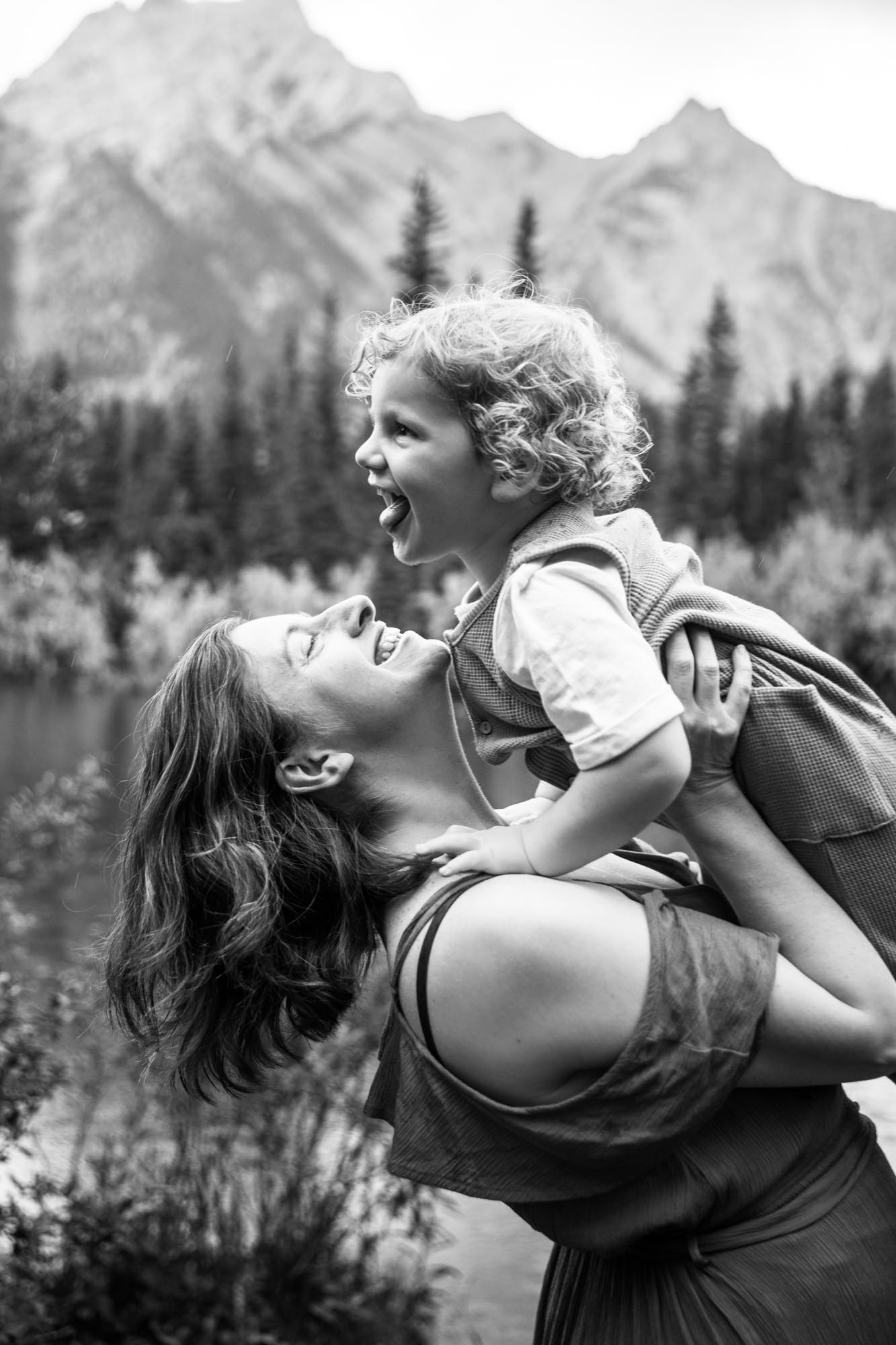 Kananaksis Country, Banff, Canmore family photographer, family photos in the mountains on a hot summer night when the rain started to pour, huge thunderstorm family shoot