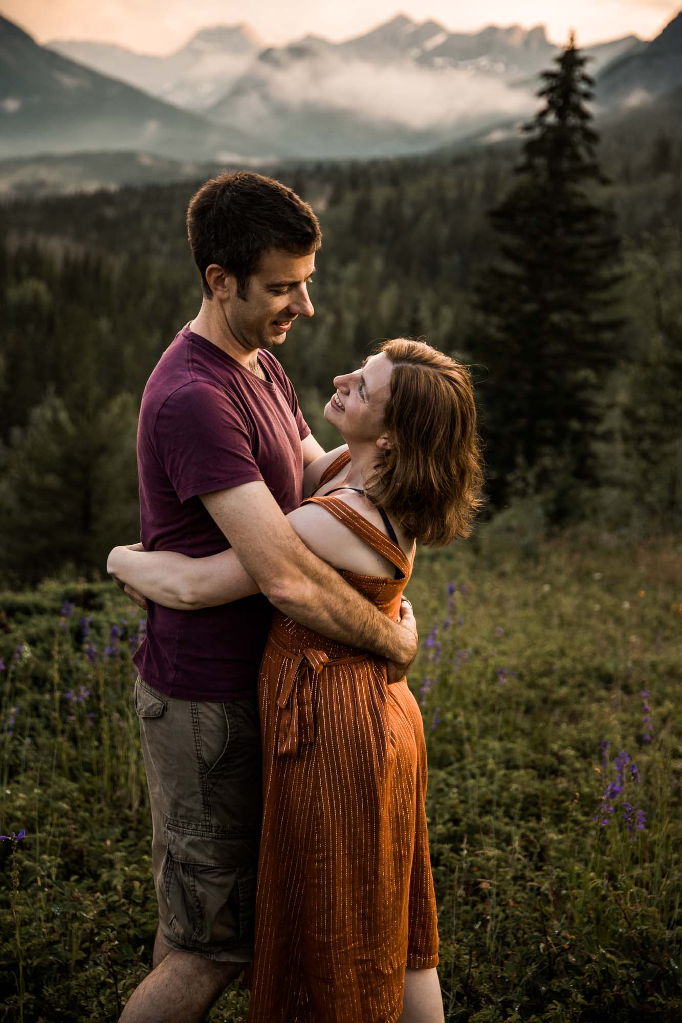 Kananaksis Country, Banff, Canmore family photographer, family photos in the mountains on a hot summer night when the rain started to pour, huge thunderstorm family shoot