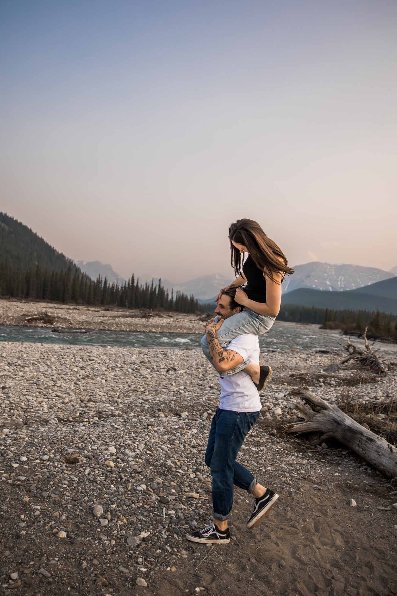 Calgary, Banff and Canmore wedding photographer, couple in Kananaskis Country during their engagement photos