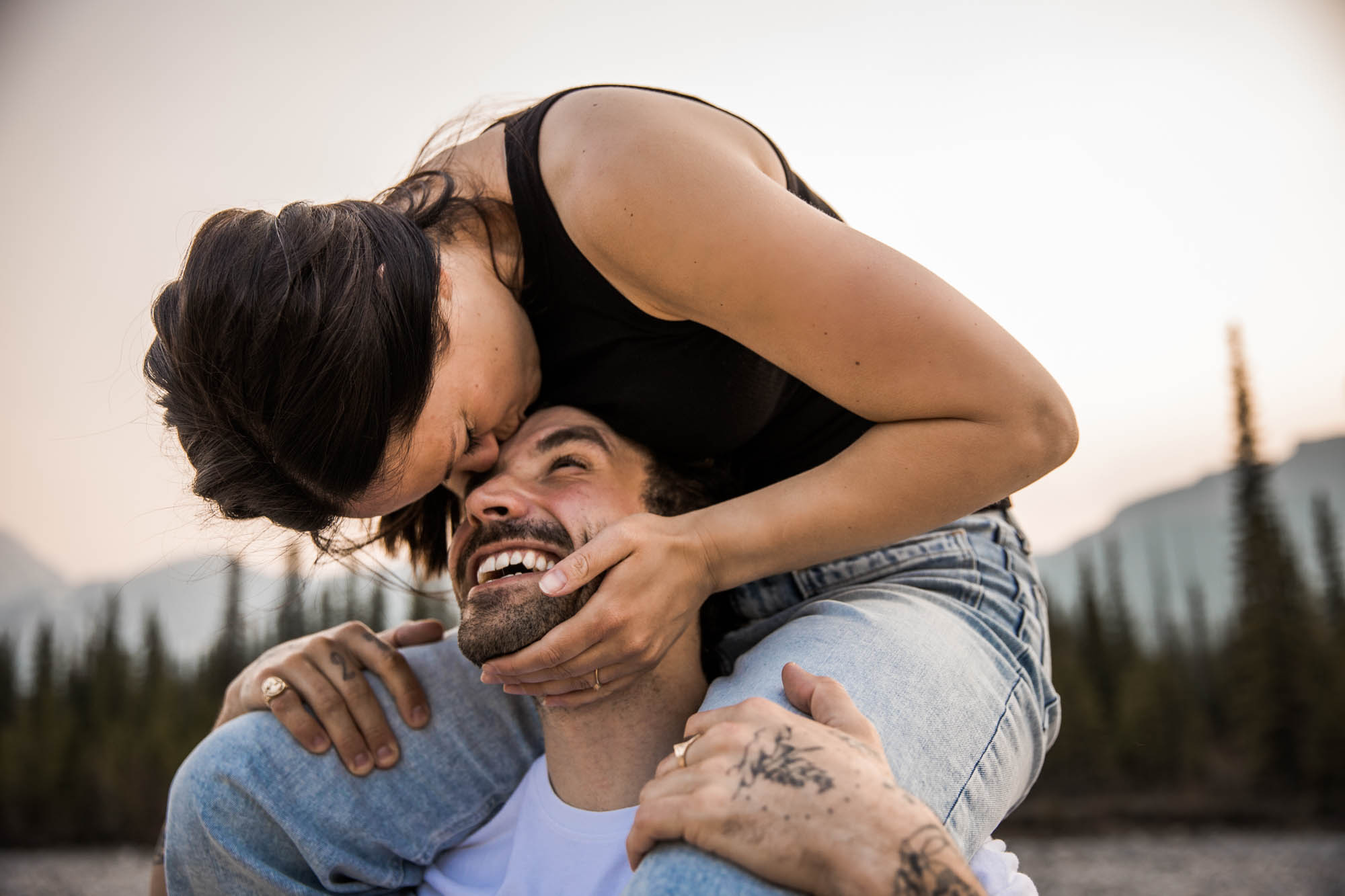 Calgary, Banff and Canmore wedding photographer, couple in Kananaskis Country during their engagement photos