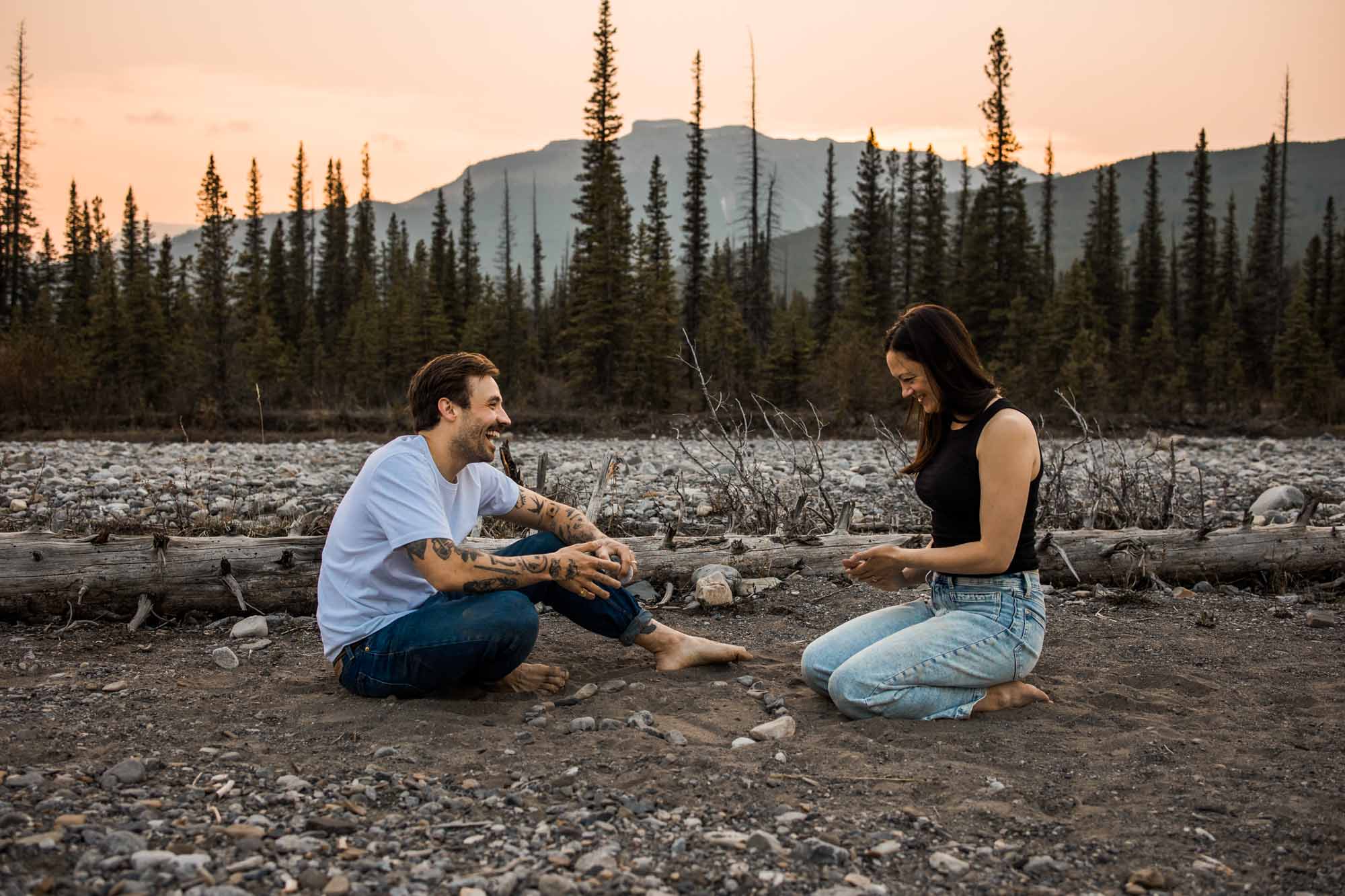 Calgary, Banff and Canmore wedding photographer, couple in Kananaskis Country during their engagement photos
