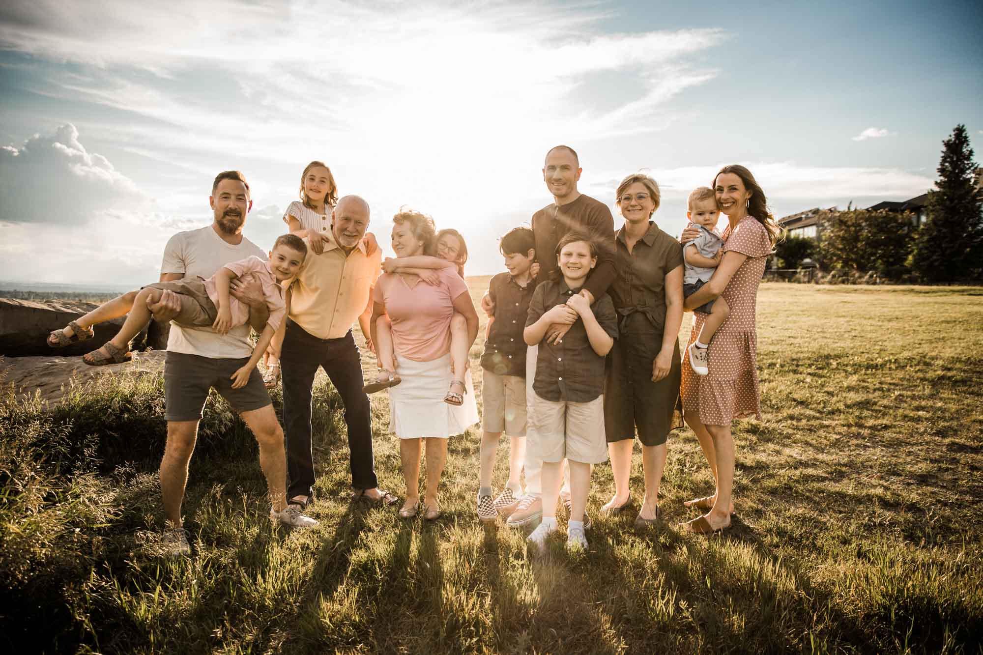 Calgary, Banff, Kananaskis lifestyle family photographer, extended family posing during their extended family photoshoot in Calgary