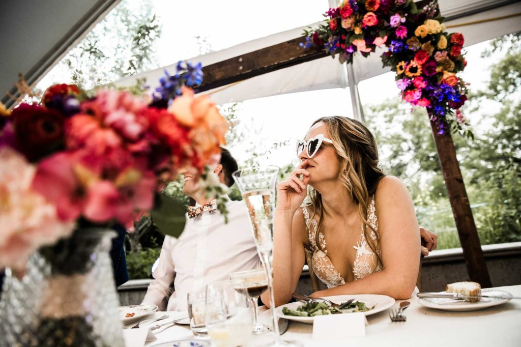 Calgary wedding photographer, restaurant wedding venue at the Deane House in Inglewood, summer garden wedding