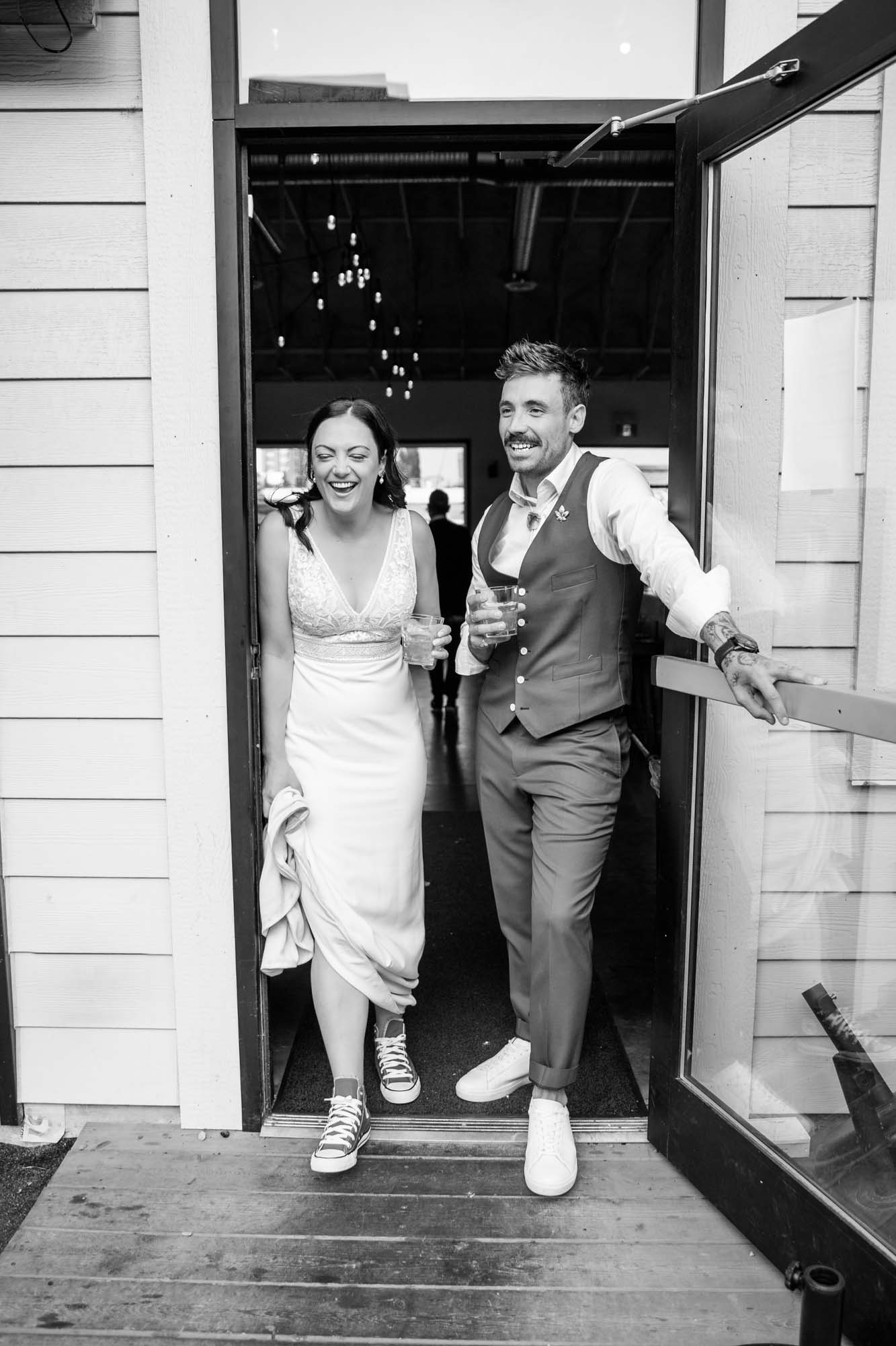 Calgary wedding photographer, candid photos of a micro intimate wedding at Two House Brewery small casual restaurant downtown Calgary