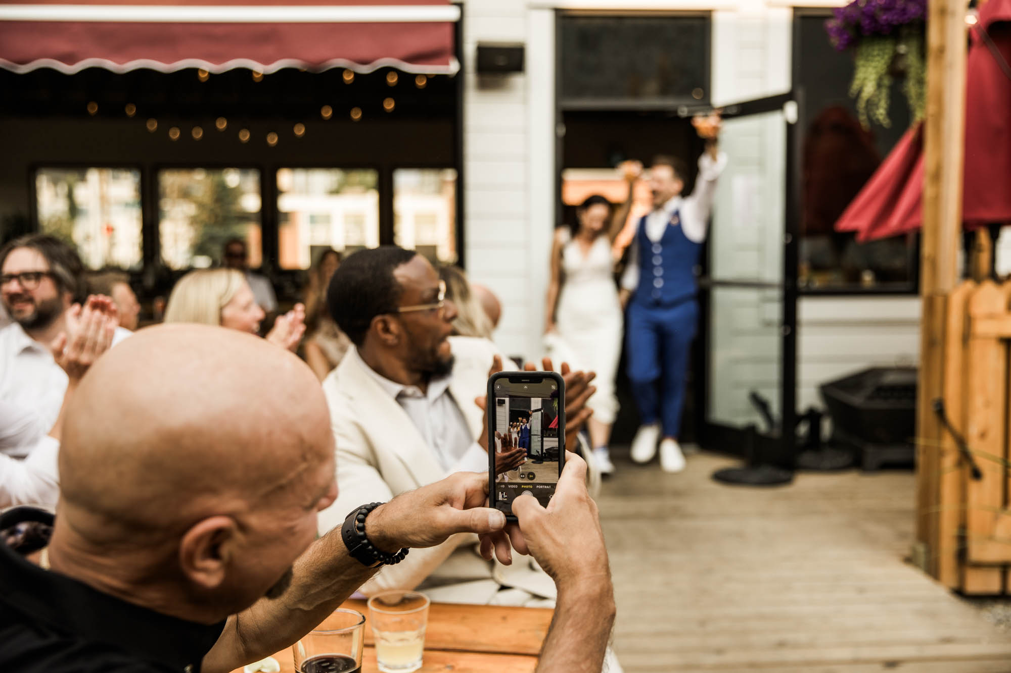Calgary wedding photographer, candid photos of a micro intimate wedding at Two House Brewery small casual restaurant downtown Calgary