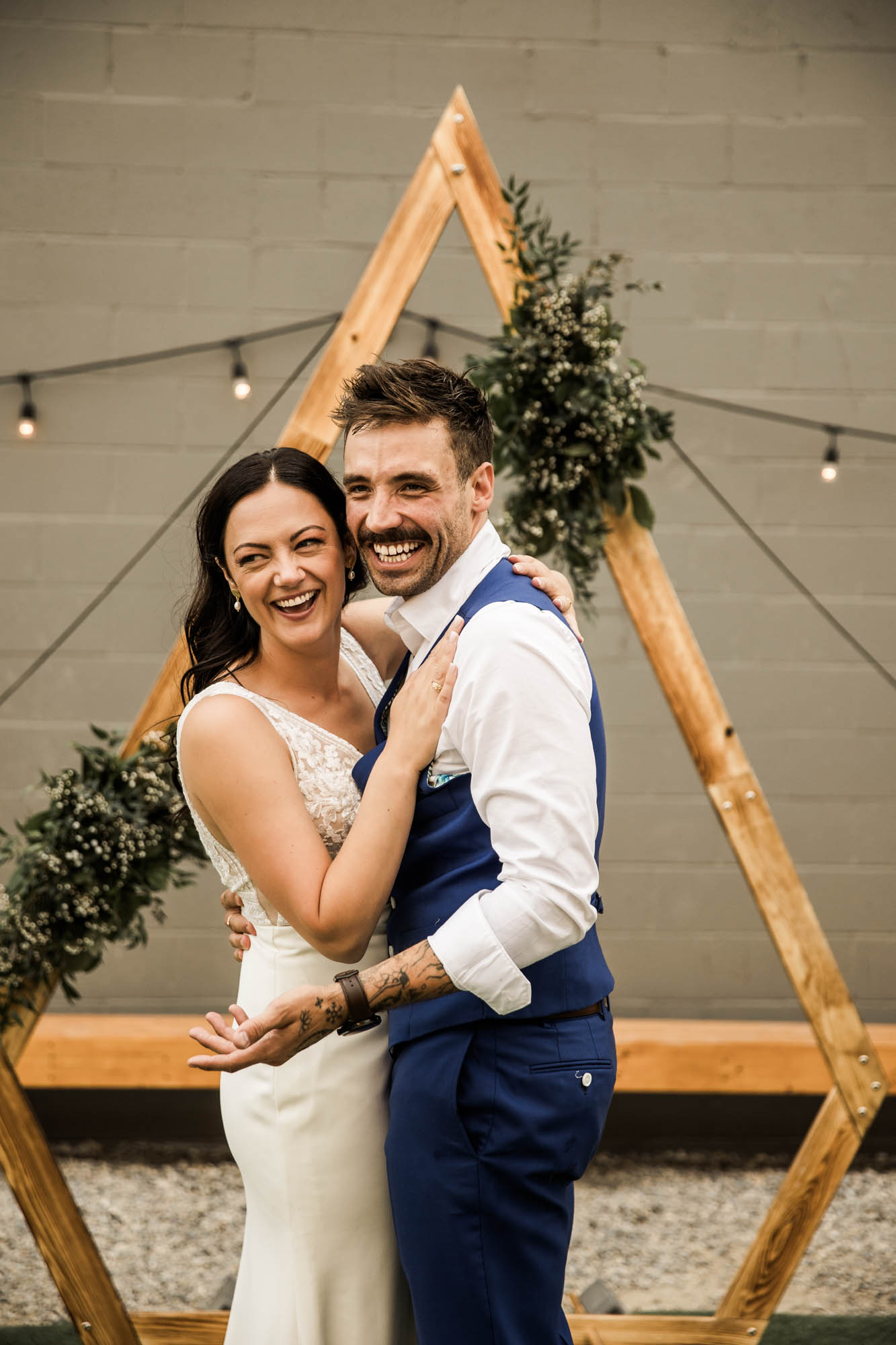 Calgary wedding photographer, candid photos of a micro intimate wedding at Two House Brewery small casual restaurant downtown Calgary