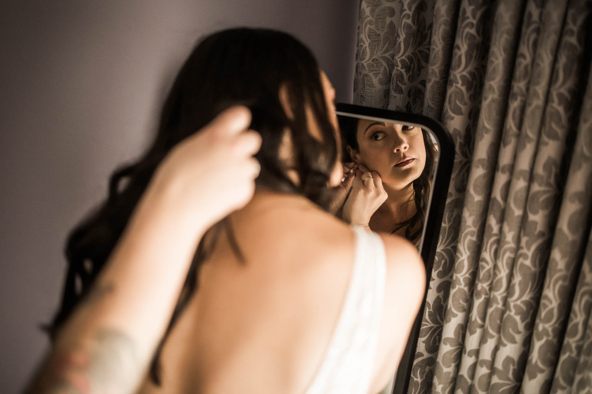 Calgary wedding photographer, candid photos of a micro intimate wedding at Two House Brewery small casual restaurant downtown Calgary