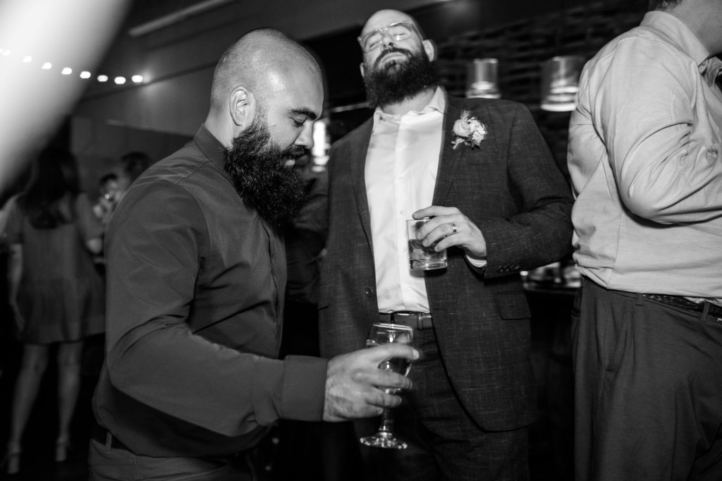 Wild Rose Brewery Calgary Wedding Photographer, couple on their wedding day at Bowmont Park, the Botanical Gardens of Silver Springs and Wild Rose Brewery