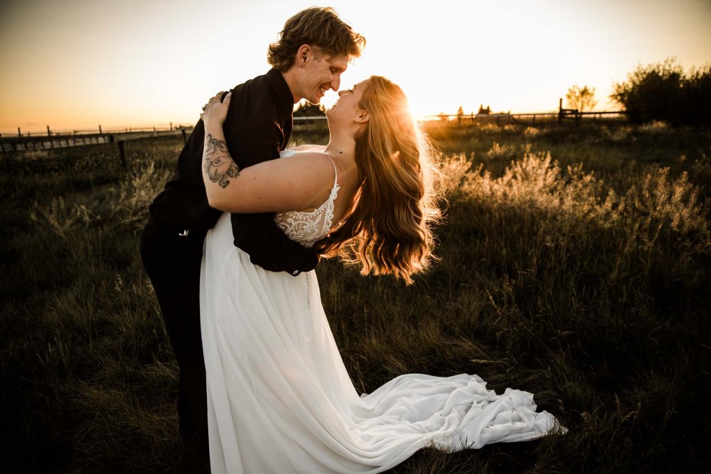 Calgary Alberta wedding photographer, farm, rustic, country, summer, sunflower wedding on a private property