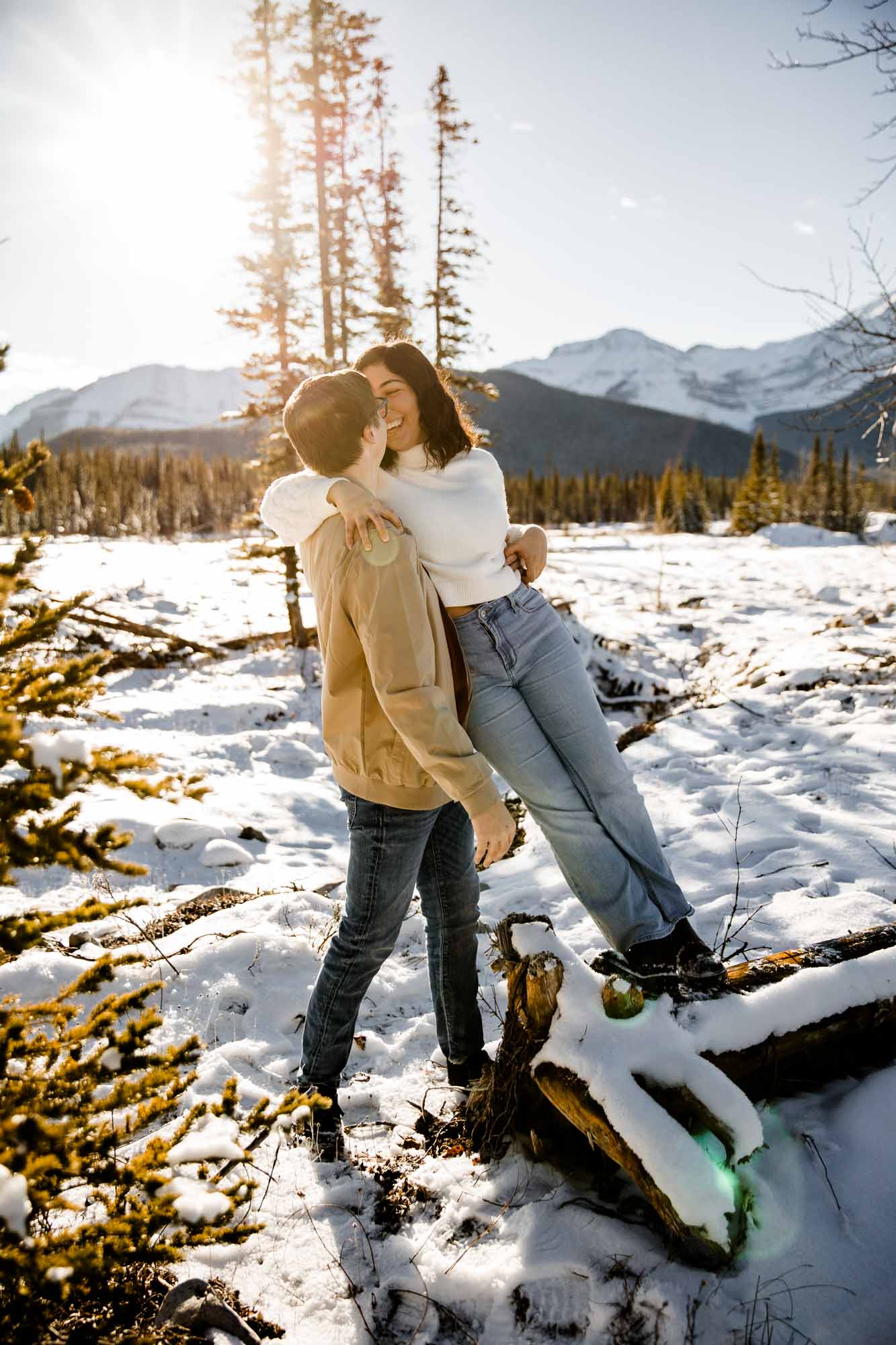 Calgary, Kananaskis Country, Banff lifestyle and wedding photographer, mini sessions, couple in the mountains for their photoshoot
