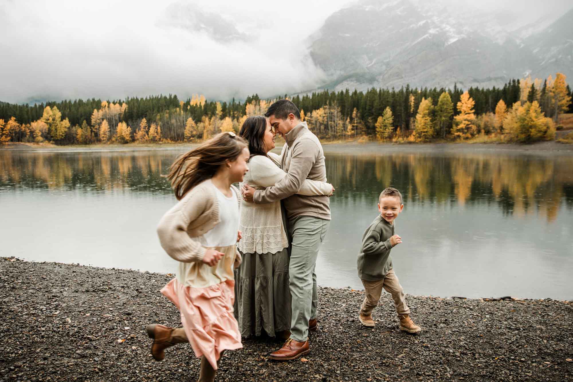 Calgary, Banff, Canmore, Kananaskis Country family photographer, family in front of the mountains in Kananaksis Country during their photoshoot