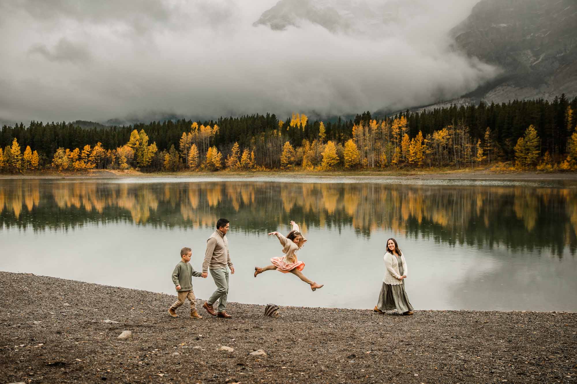 Calgary, Banff, Canmore, Kananaskis Country family photographer, family in front of the mountains in Kananaksis Country during their photoshoot