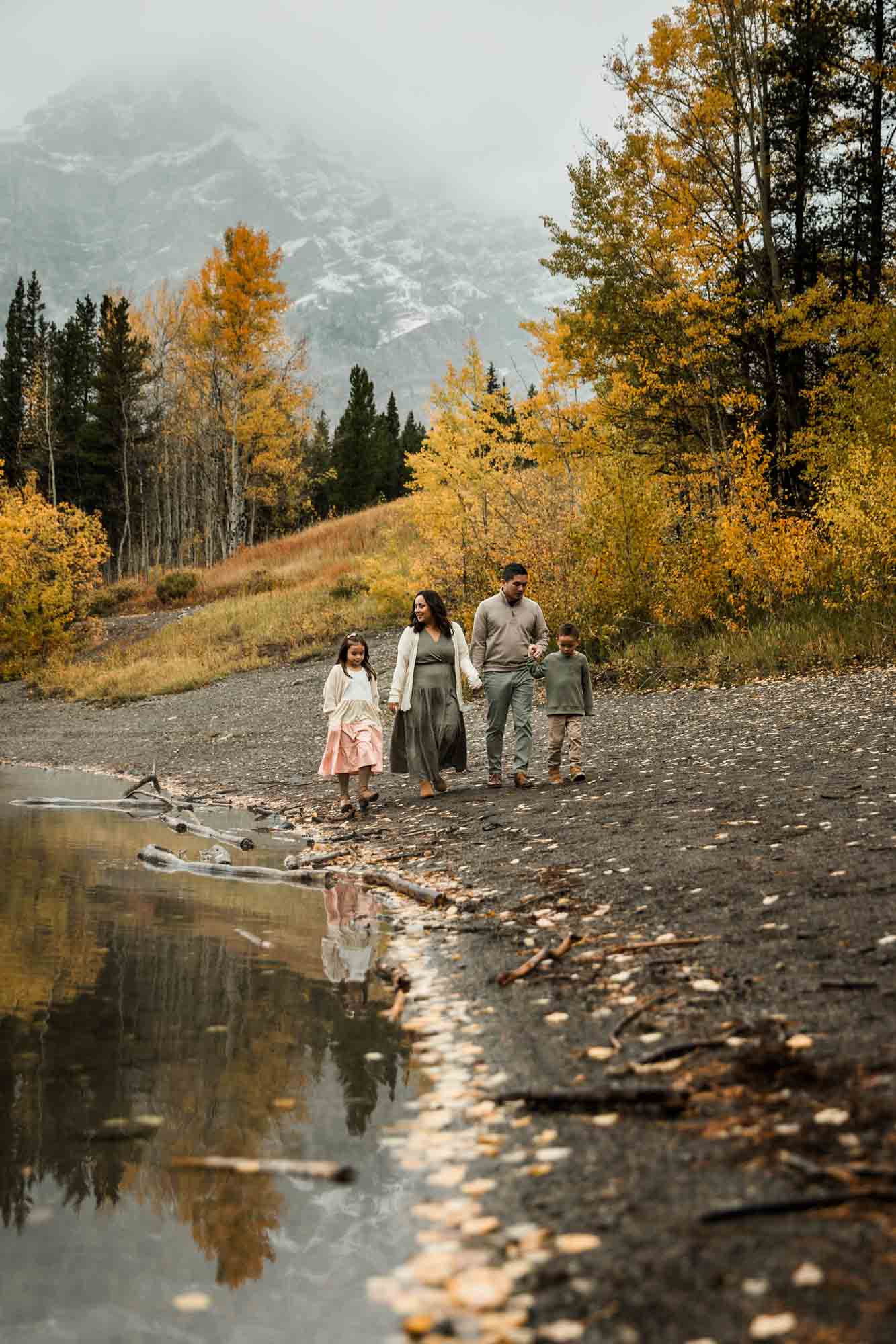Calgary, Banff, Canmore, Kananaskis Country family photographer, family in front of the mountains in Kananaksis Country during their photoshoot