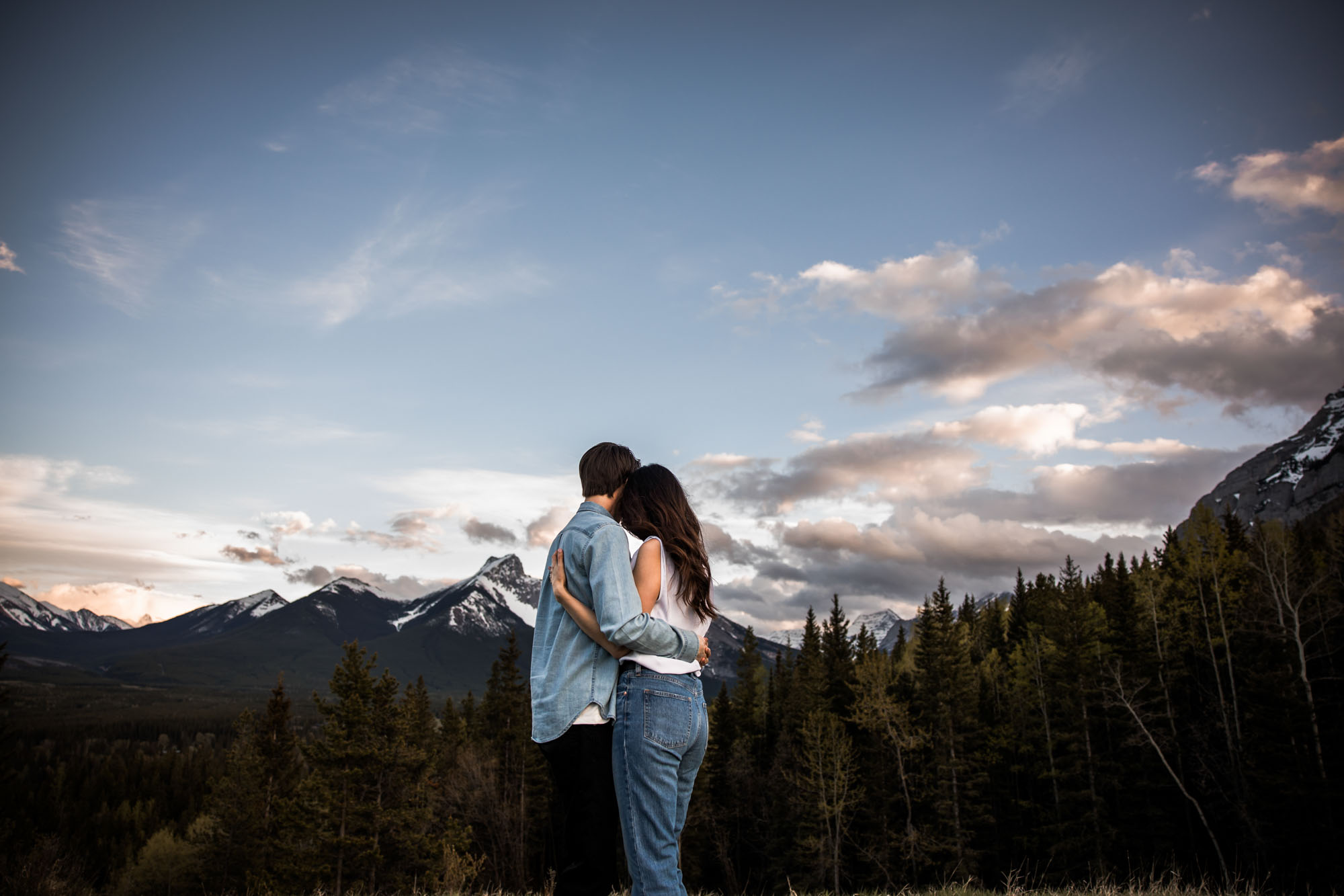 Calgary, Kananaskis Country, Canmore, Banff wedding photographer, couple during their engagement session in the mountains in Kananaskis Country