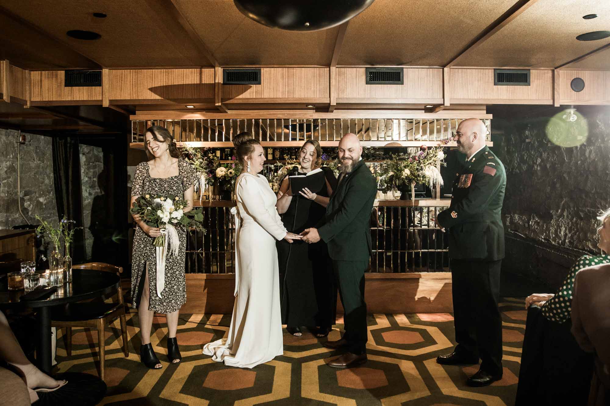 Calgary wedding photographer, intimate restaurant wedding, micro wedding, The Wednesday Room, Stephen Avenue downtown, vintage editorial wedding photography