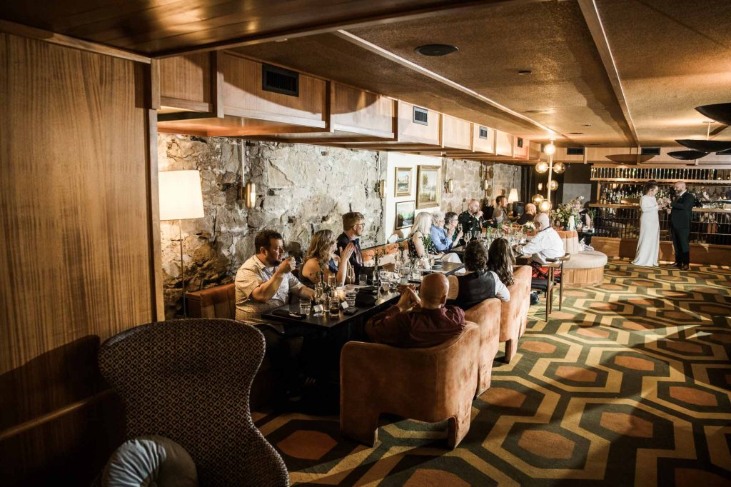 Calgary wedding photographer, intimate restaurant wedding, micro wedding, The Wednesday Room, Stephen Avenue downtown, vintage editorial wedding photography