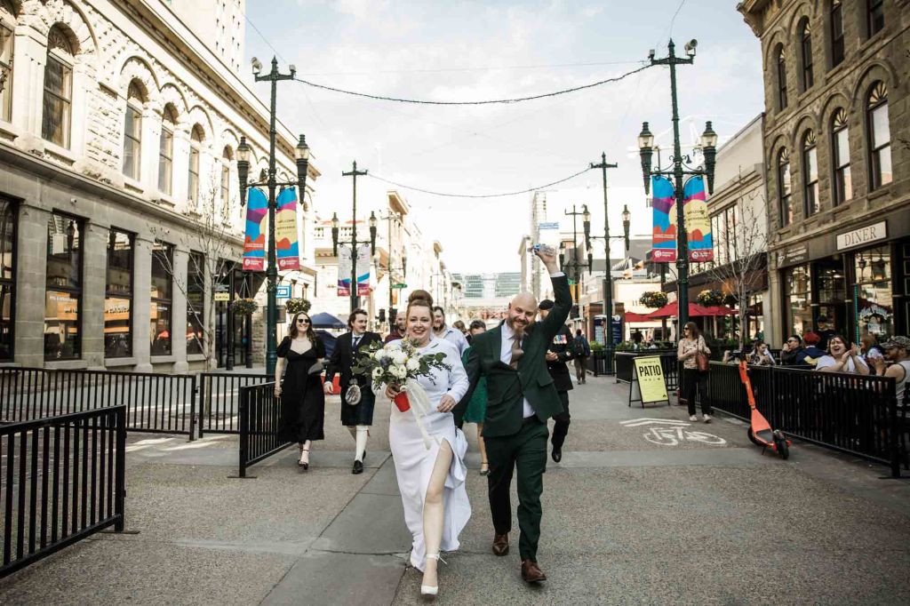Calgary wedding photographer, intimate restaurant wedding, micro wedding, The Wednesday Room, Stephen Avenue downtown, vintage editorial wedding photography