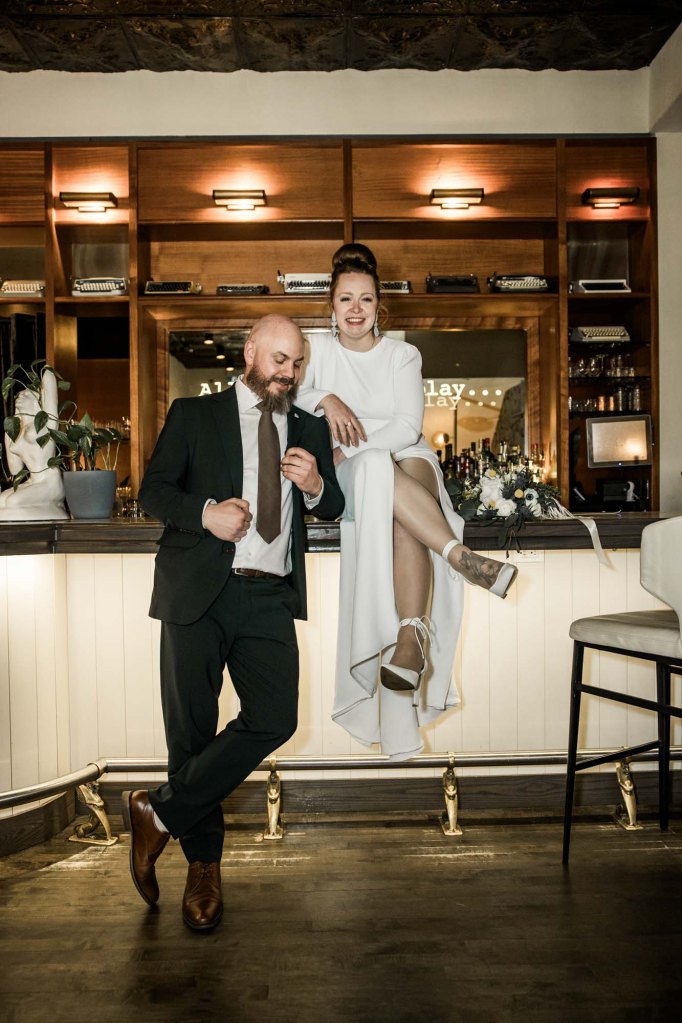 Calgary wedding photographer, intimate restaurant wedding, micro wedding, The Wednesday Room, Stephen Avenue downtown, vintage editorial wedding photography