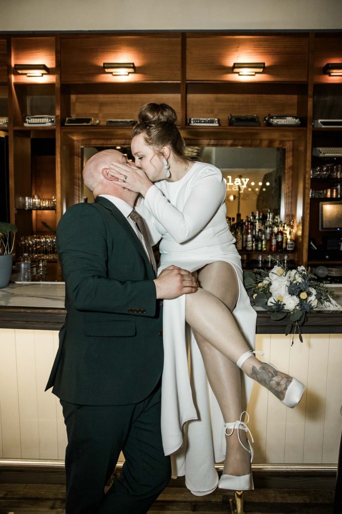 Calgary wedding photographer, intimate restaurant wedding, micro wedding, The Wednesday Room, Stephen Avenue downtown, vintage editorial wedding photography