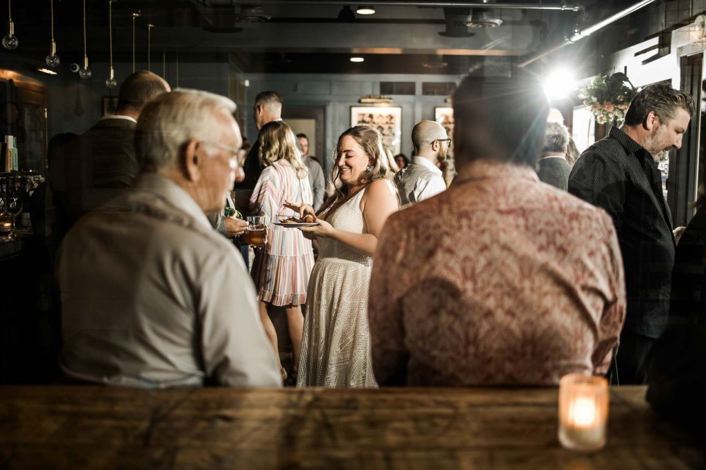 Calgary wedding photographer, wedding at the Nash in Inglewwod, Off cut bar, candid, warm and vibrant micro wedding in a restaurant by Valerie Richer Photography