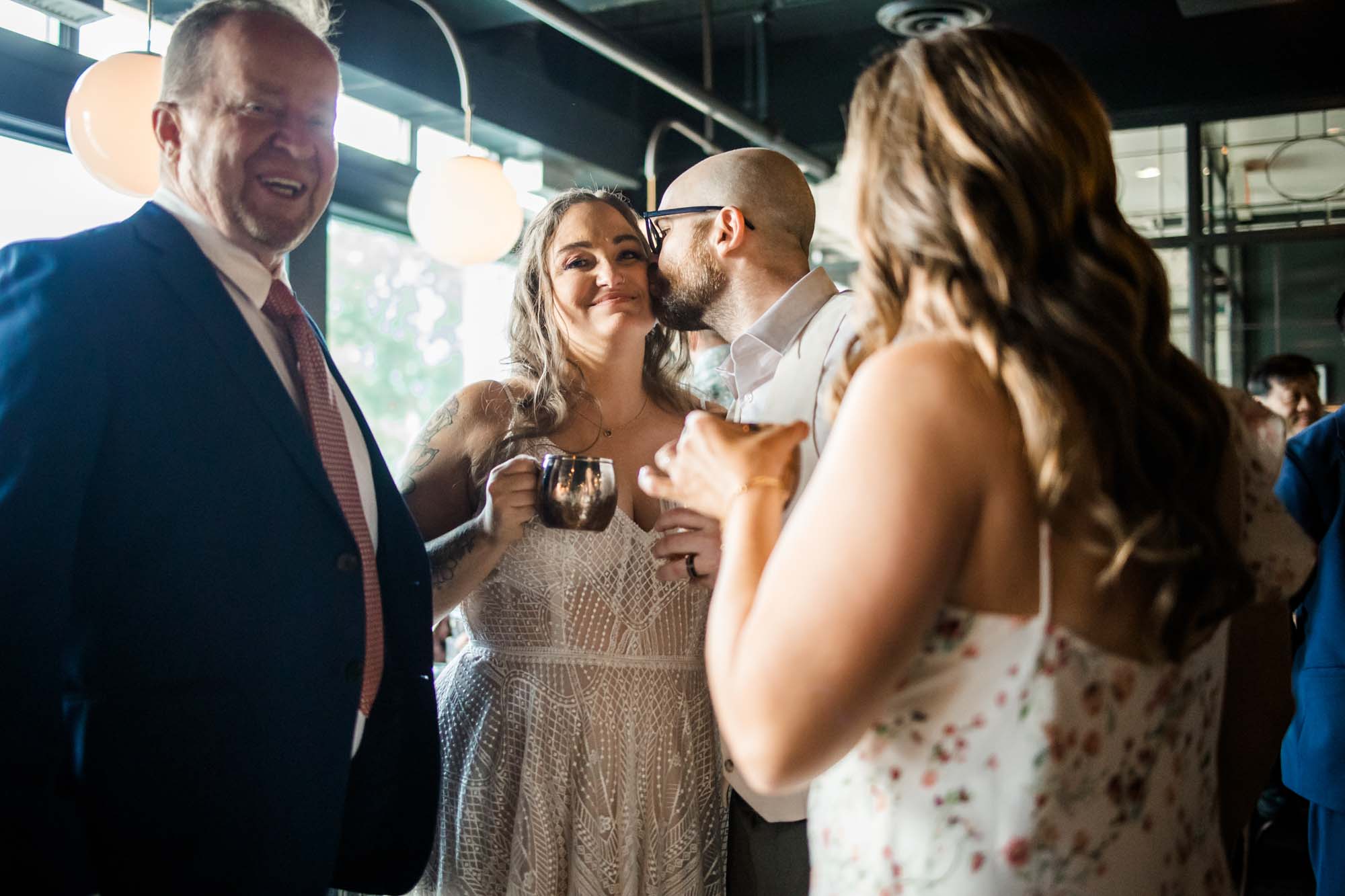 Calgary wedding photographer, wedding at the Nash in Inglewwod, Off cut bar, candid, warm and vibrant micro wedding in a restaurant by Valerie Richer Photography