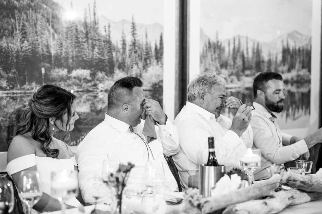 Calgary, Banff, Canmore, Kananaskis Country engagement and wedding photographer, couple on their wedding day at the Pomeroy Kananaskis Lodge, photoshoot in the mountains, storytelling, candid, warm, editorial photography