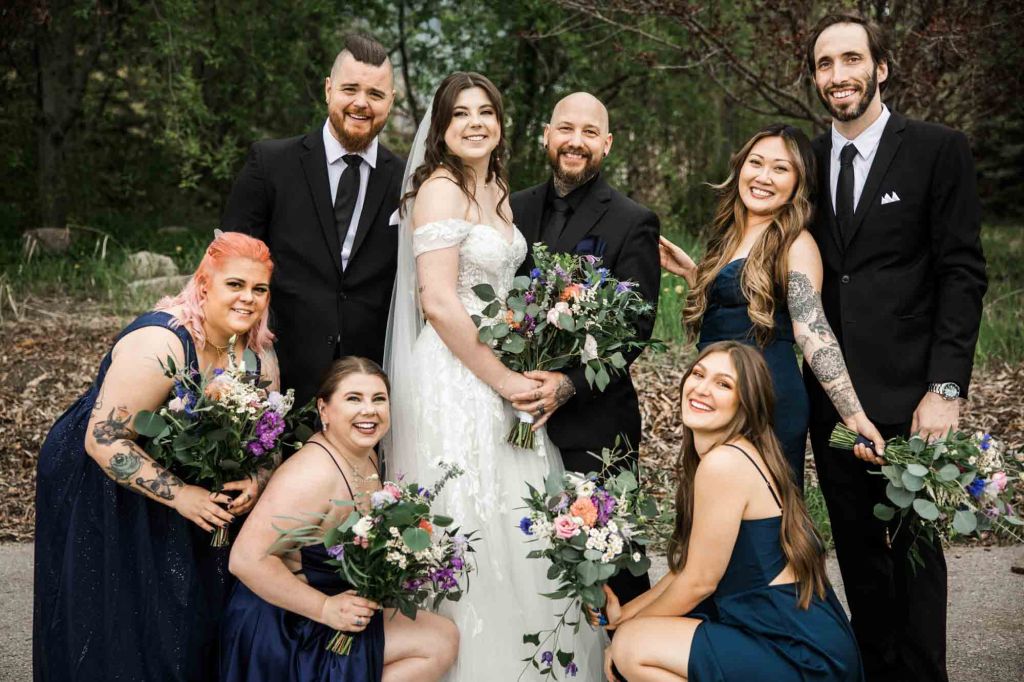 Calgary wedding photographer, bride and groom on their wedding day at Flores and Pine in Bearspaw Alberta, storytelling, candid, warm, editorial wedding photography