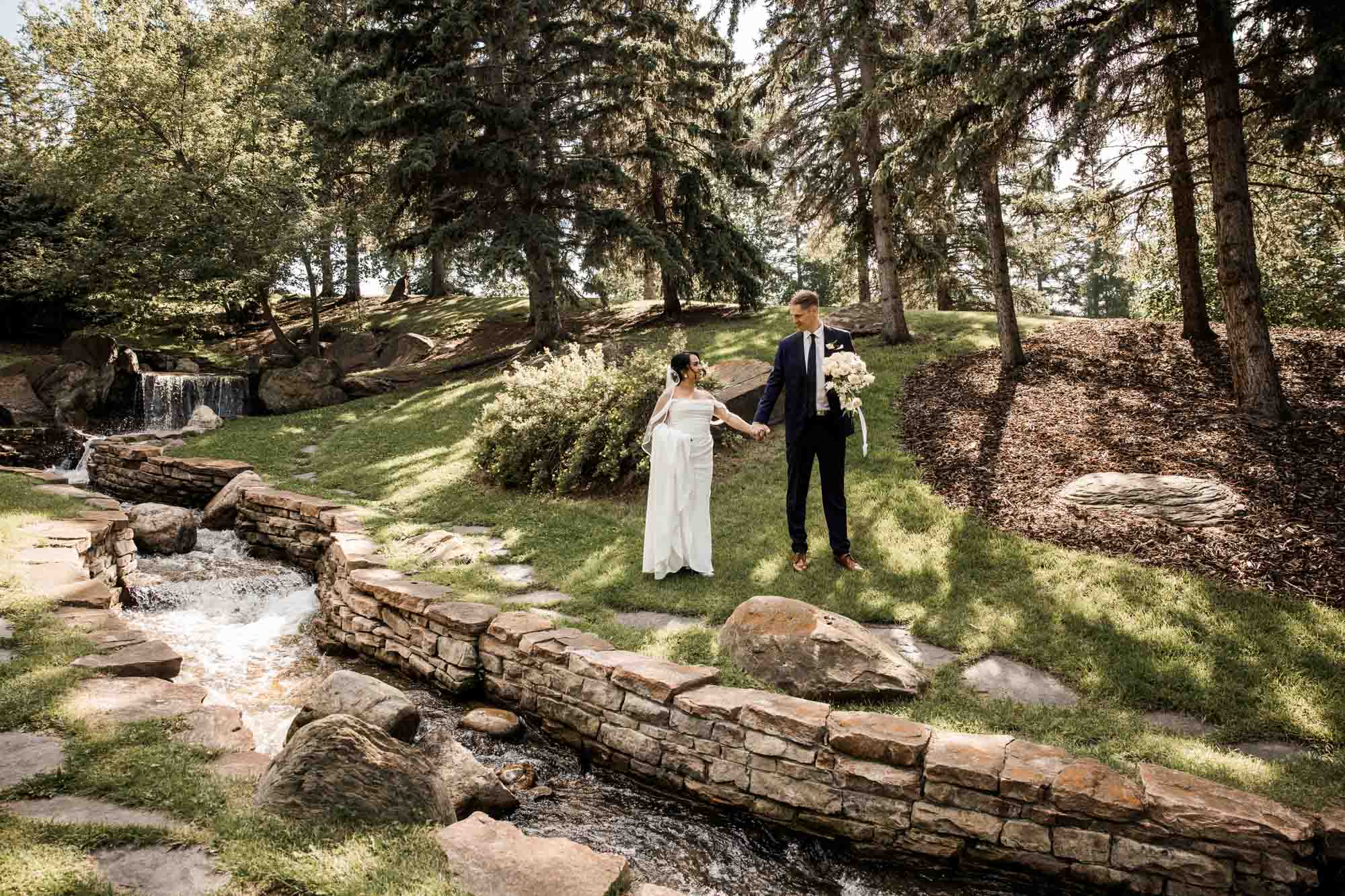 Calgary wedding photographer, wedding photography at the Lake House restaurant after a church ceremony and bridal portraits at Lake Bonavista. Photos captured in a candid, storytelling, documentary style