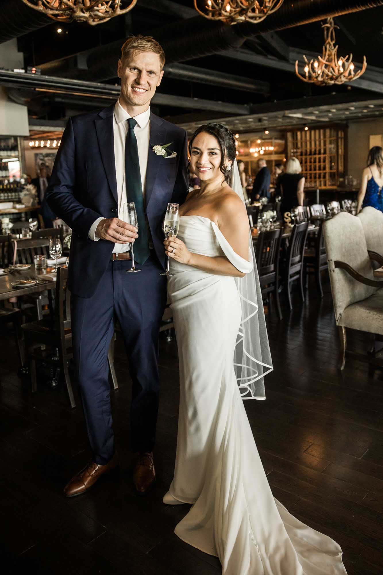 Calgary wedding photographer, wedding photography at the Lake House restaurant after a church ceremony and bridal portraits at Lake Bonavista. Photos captured in a candid, storytelling, documentary style