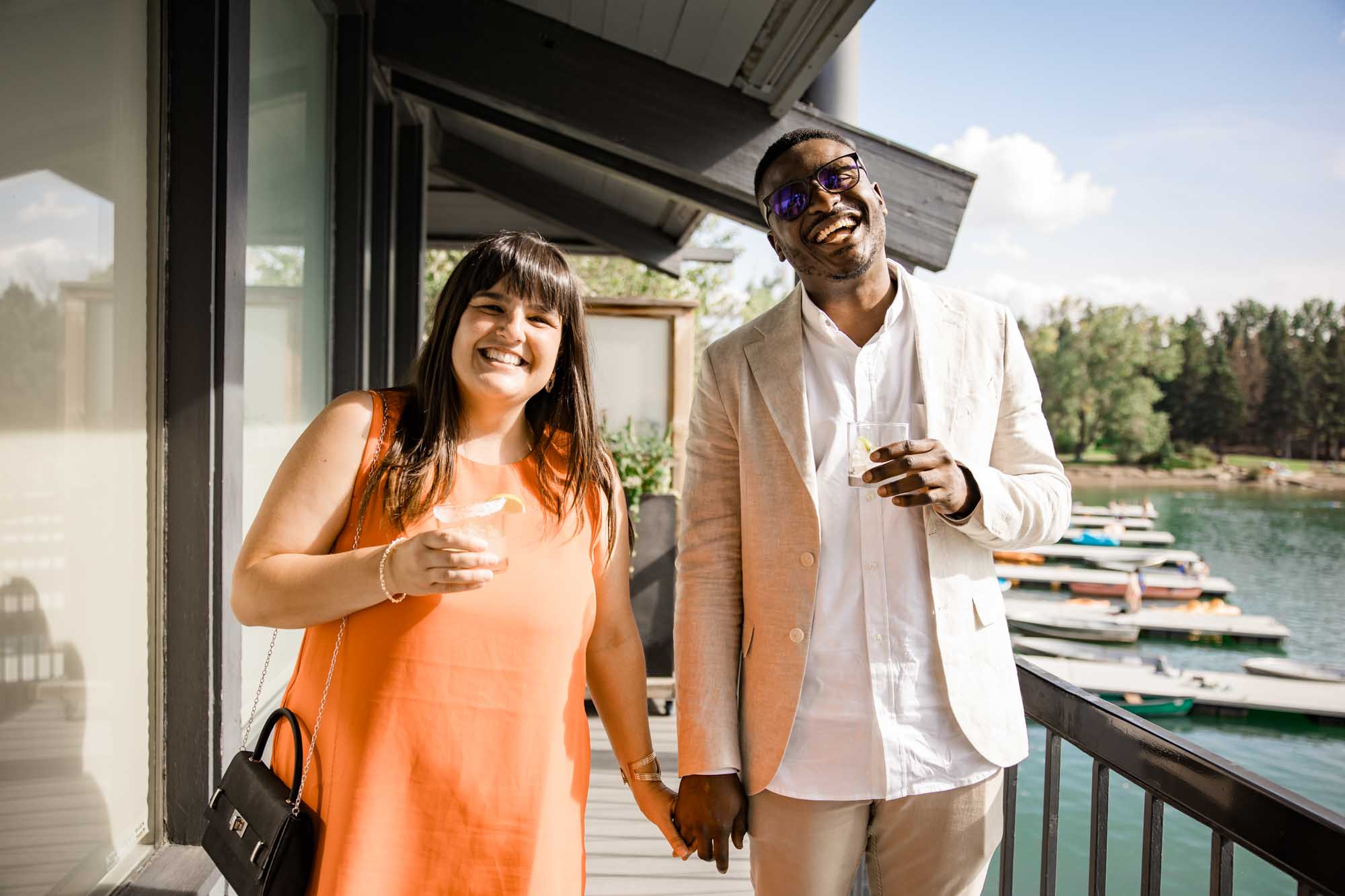 Calgary wedding photographer, wedding photography at the Lake House restaurant after a church ceremony and bridal portraits at Lake Bonavista. Photos captured in a candid, storytelling, documentary style