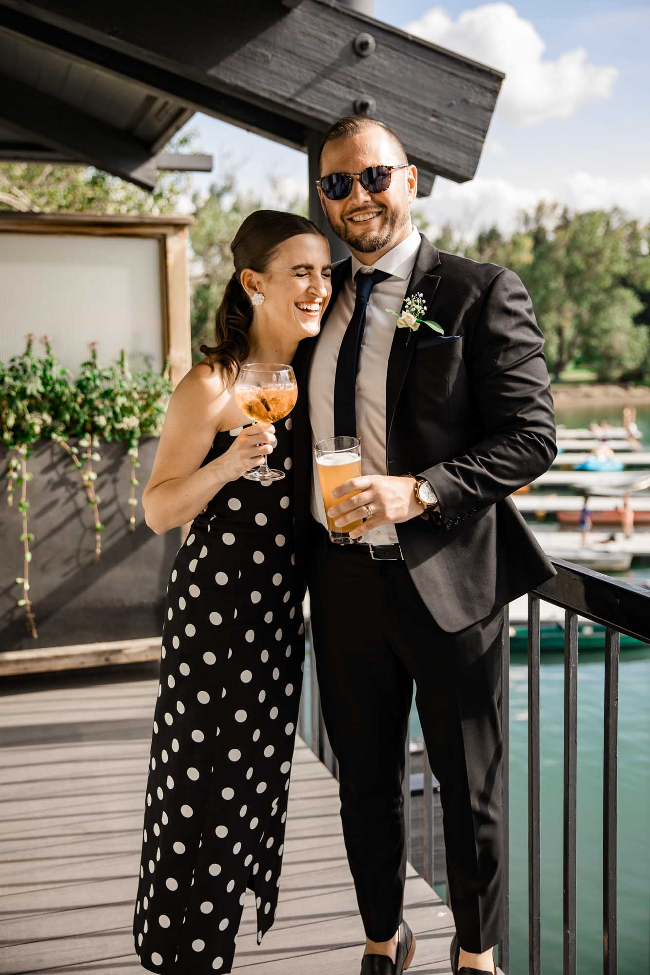 Calgary wedding photographer, wedding photography at the Lake House restaurant after a church ceremony and bridal portraits at Lake Bonavista. Photos captured in a candid, storytelling, documentary style