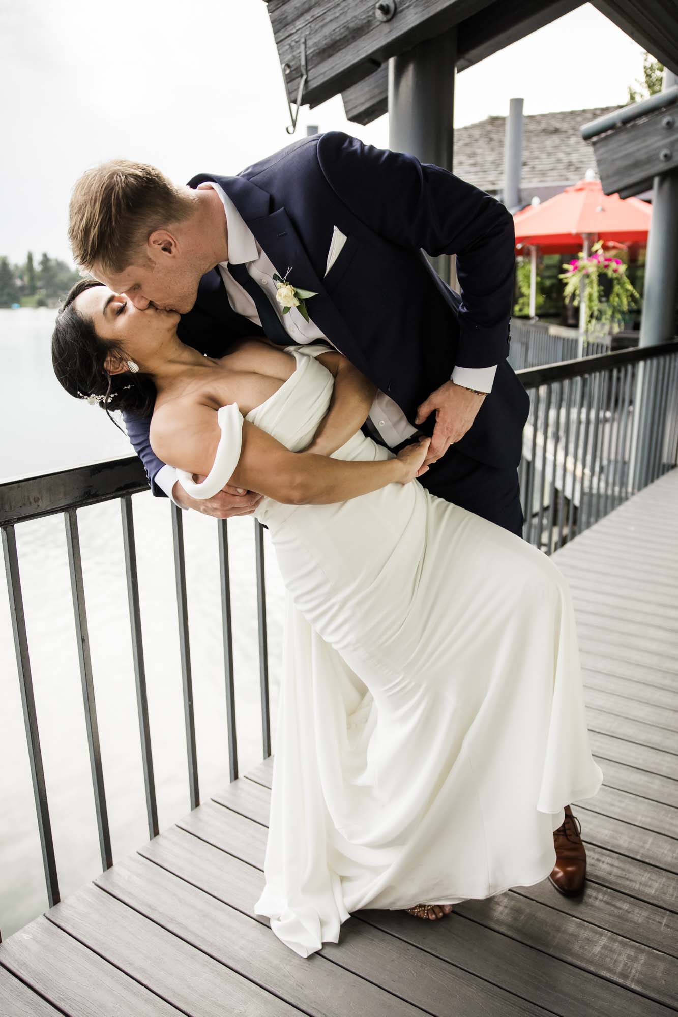 Calgary wedding photographer, wedding photography at the Lake House restaurant after a church ceremony and bridal portraits at Lake Bonavista. Photos captured in a candid, storytelling, documentary style